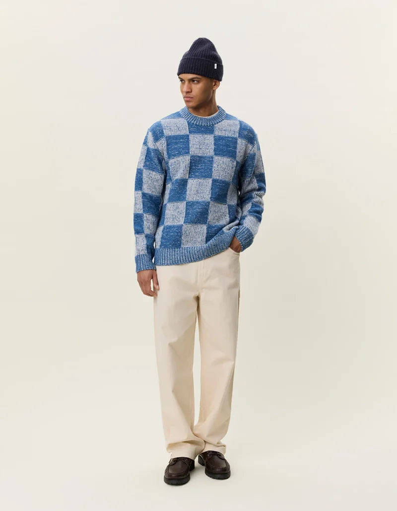 Check Knit - Dark Denim Blue