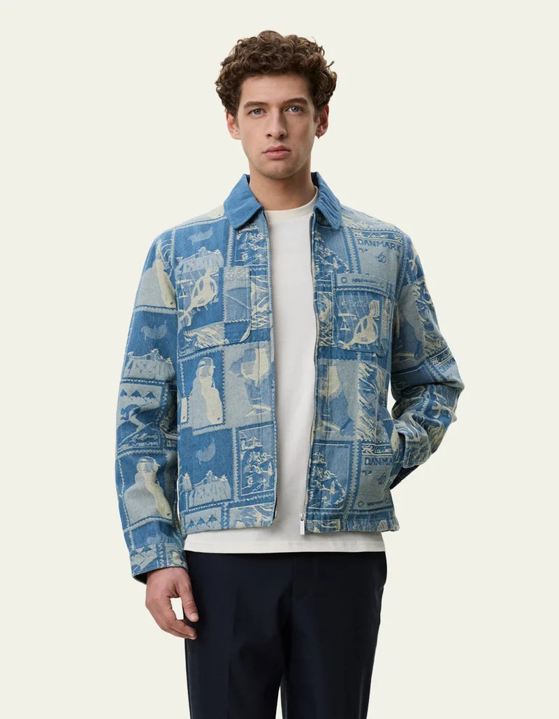 Stamp Jacquard Jacket - Denim Blue