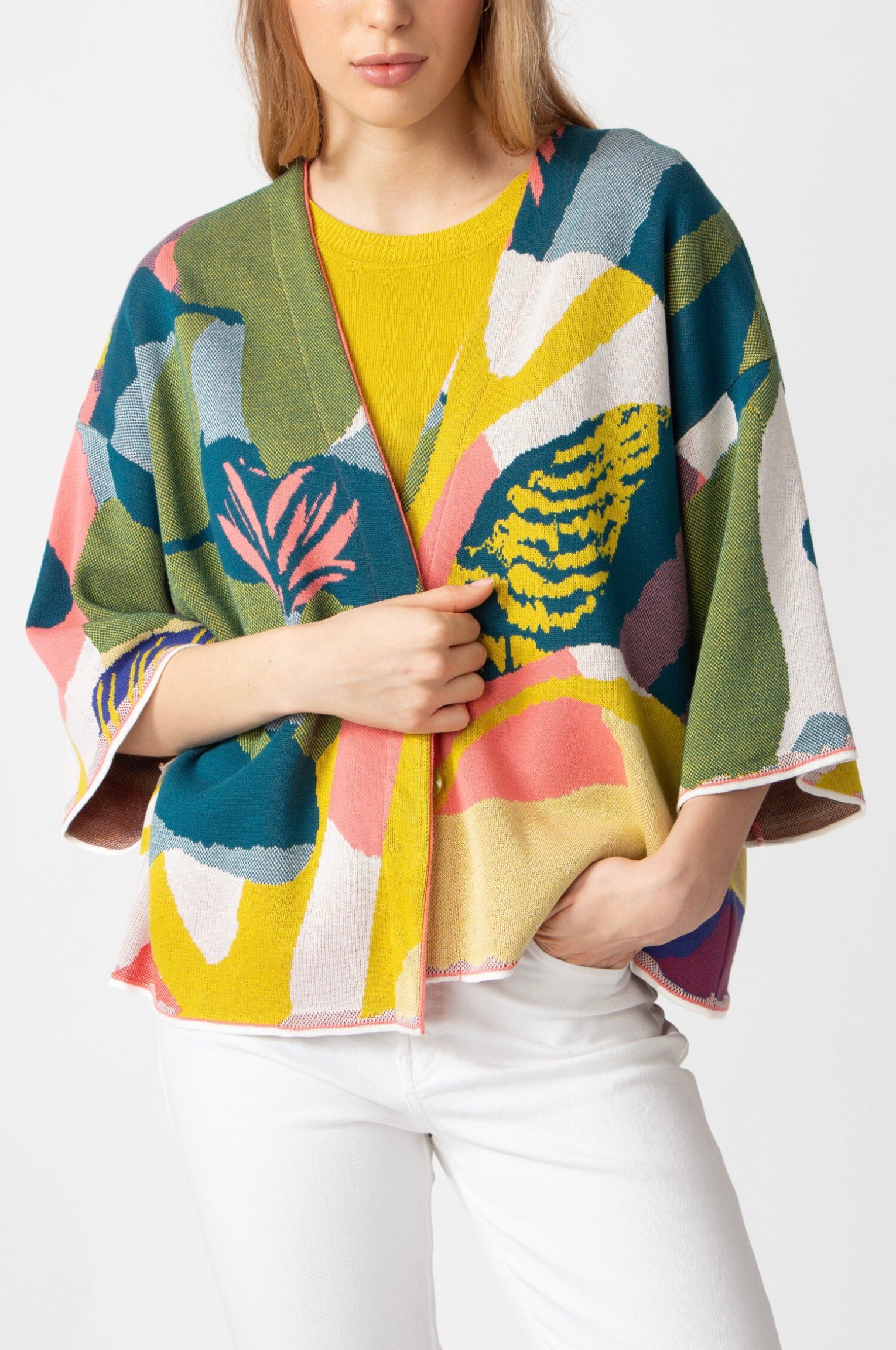 Knitted Cardigan, Maximalist Tropics Pattern
