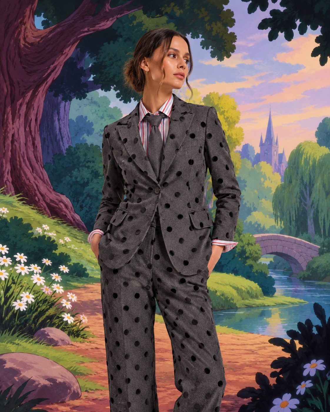 GREY FLOCKED POLKA DOT JACKET
