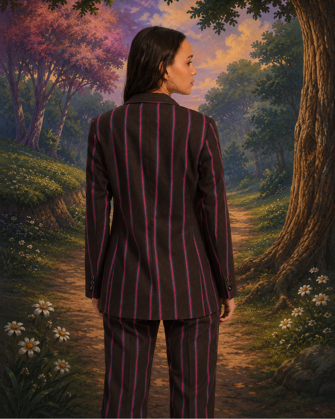 BROWN AND PINK STRIPED WOOL JACKET