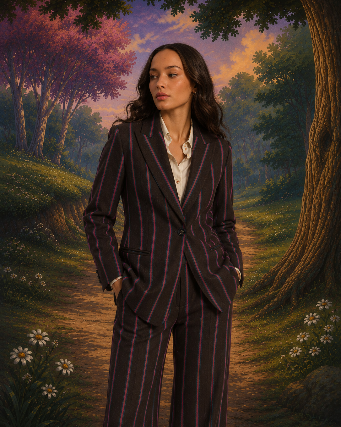 BROWN AND PINK STRIPED WOOL JACKET