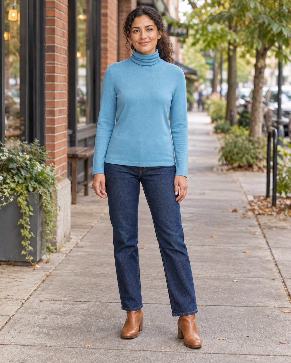 Fine Knit Roll-Neck Pullover
