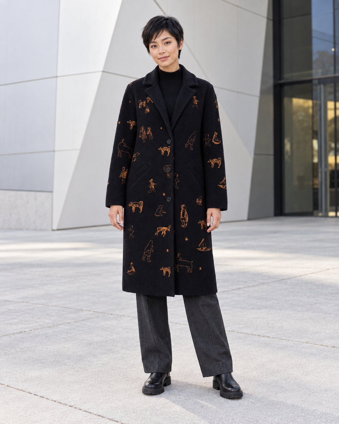 Arctic Joy Embroidered Felt Coat