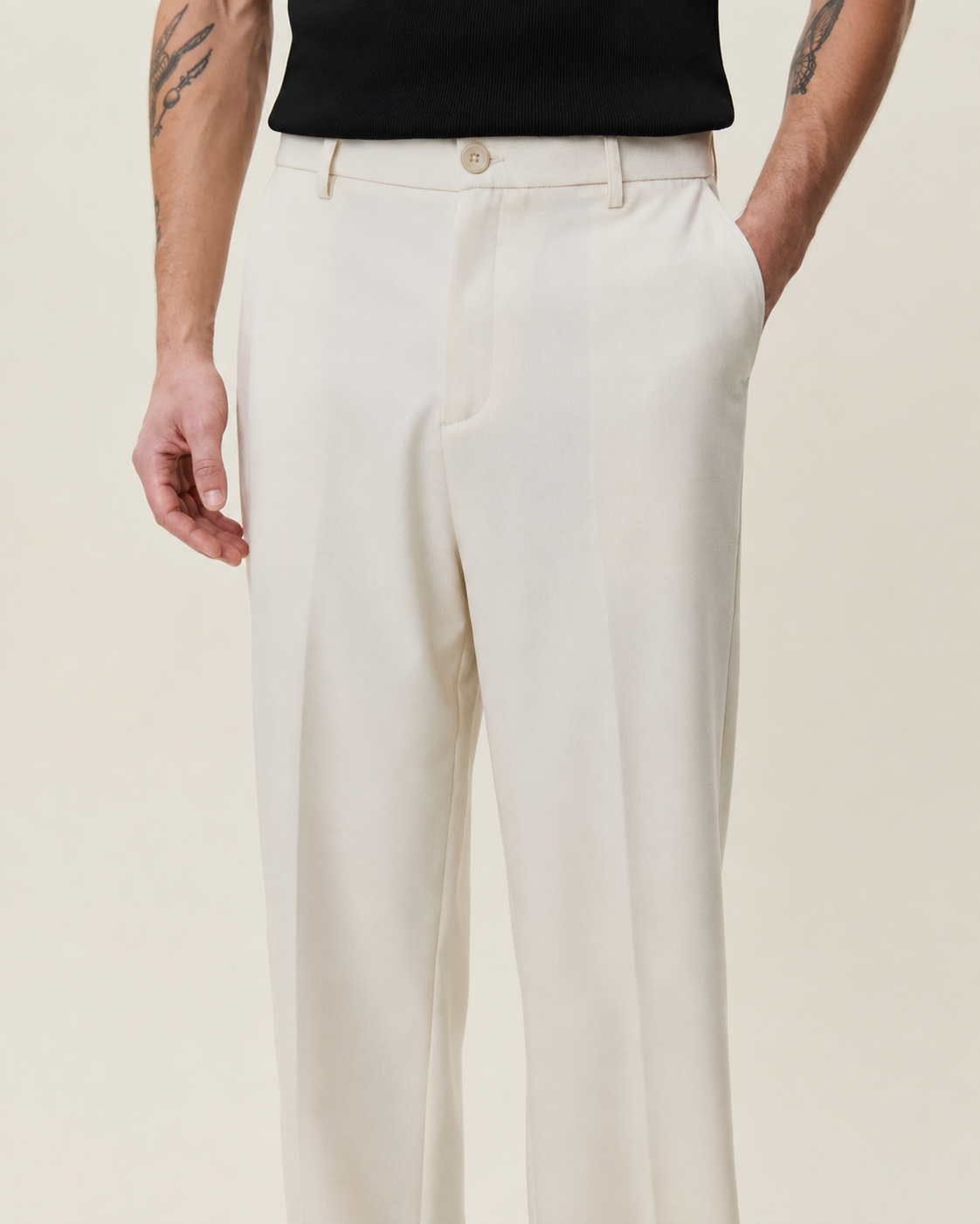 Brushed Twill Tailored Pants - Ivory