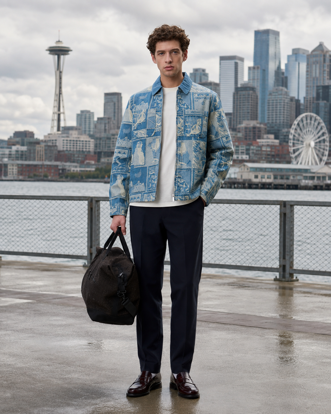 Stamp Jacquard Jacket - Denim Blue