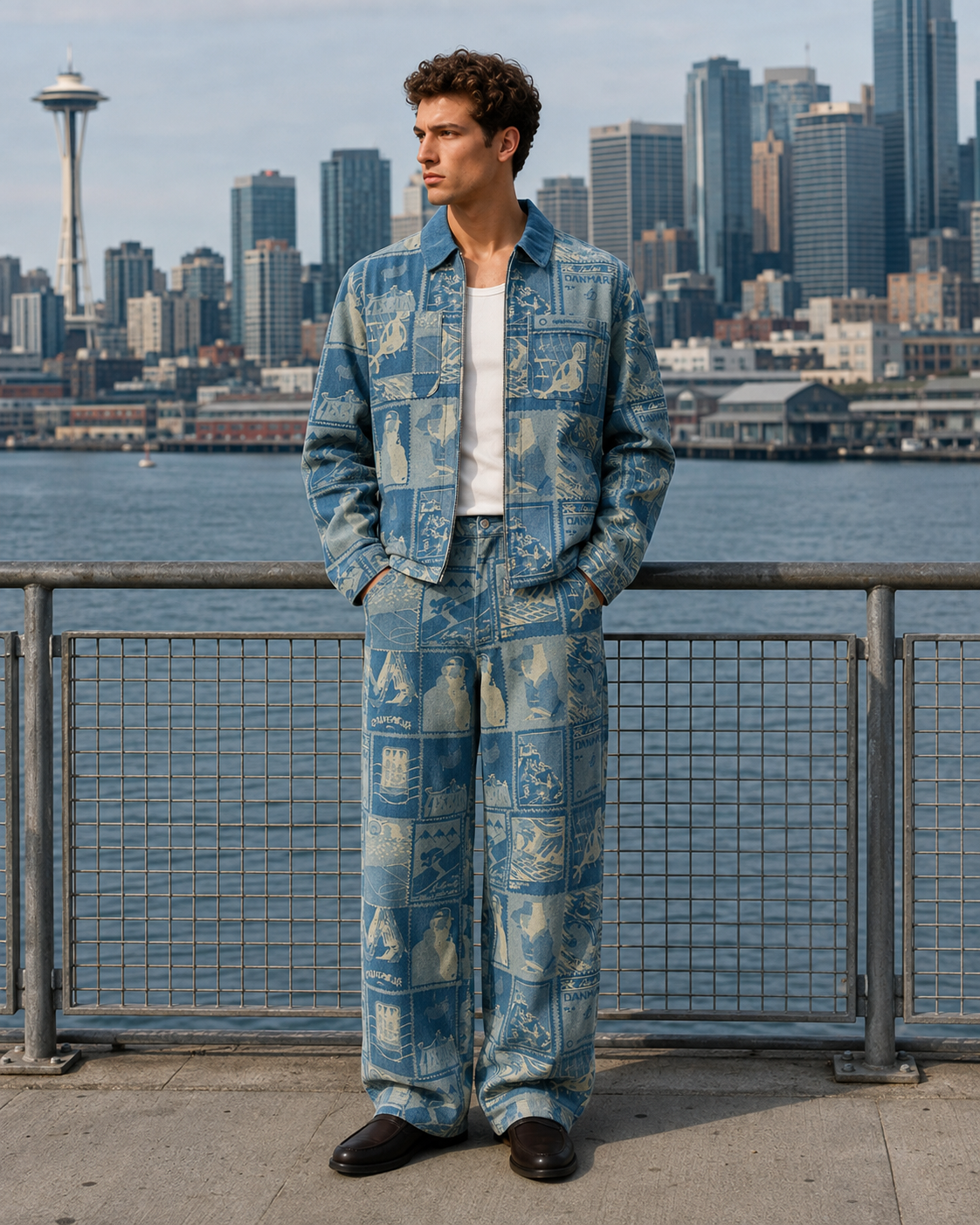 Roi Stamp Jacquard Denim Jeans