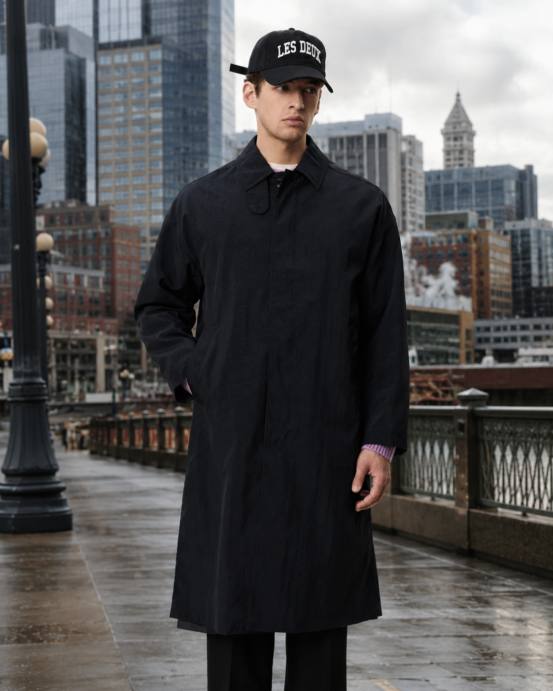 Shiny Long Coat - Black