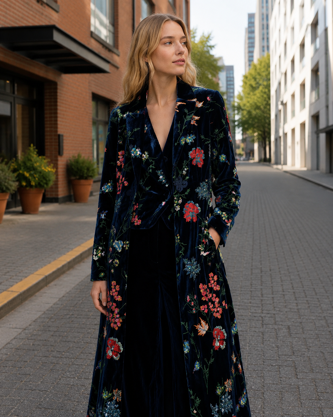 Floral Velvet Coat