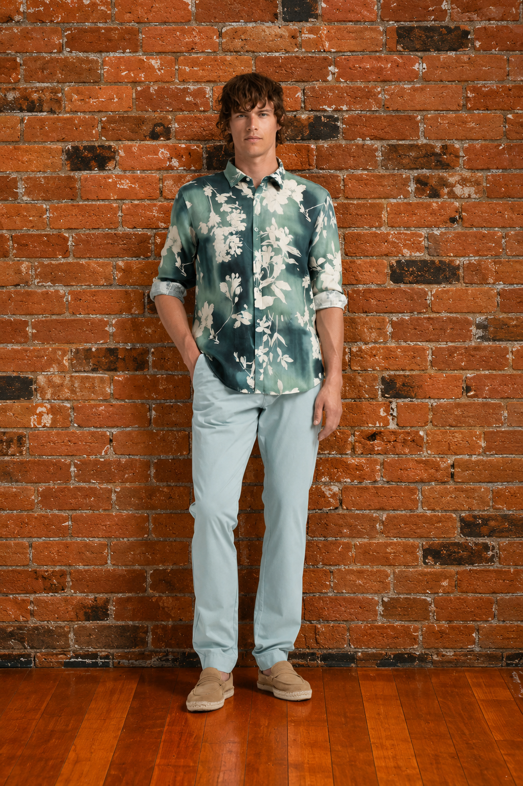 Men's chino pants - Aqua - FLASH