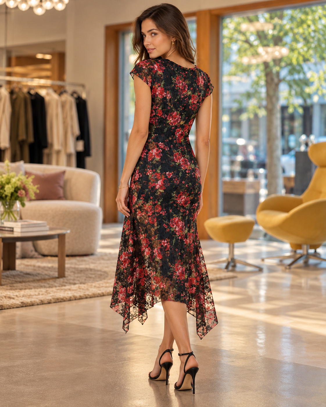 Lace Flare Midi Dress