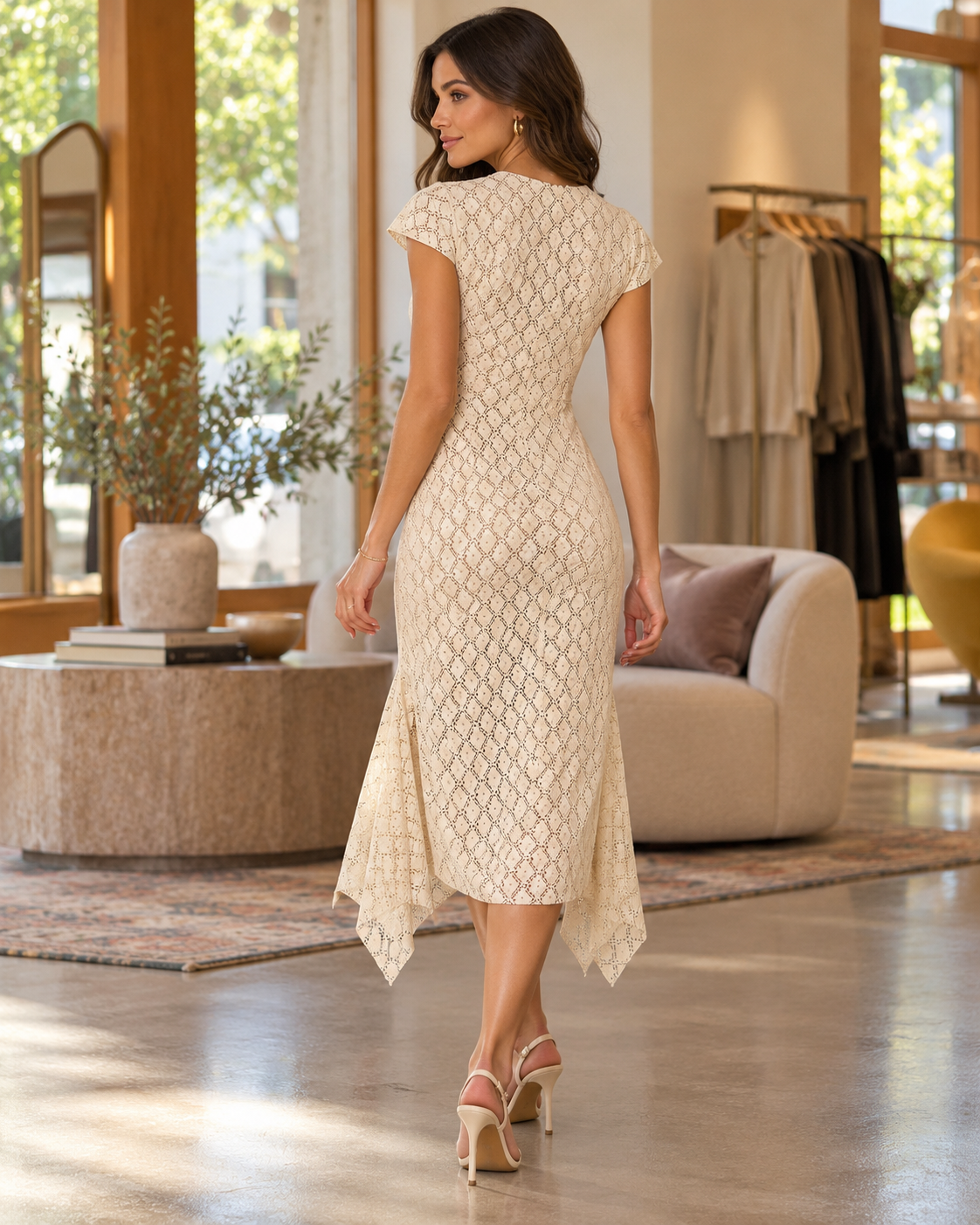 Lace Flare Midi Dress