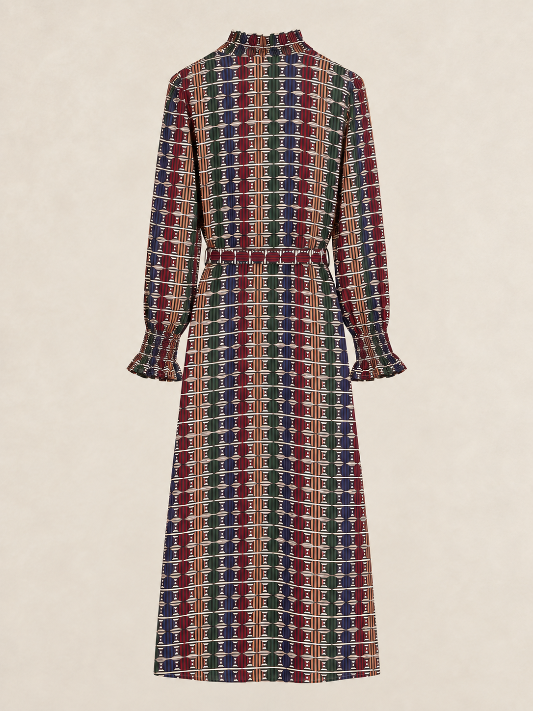 Geo Circle Stripe Midi Dress