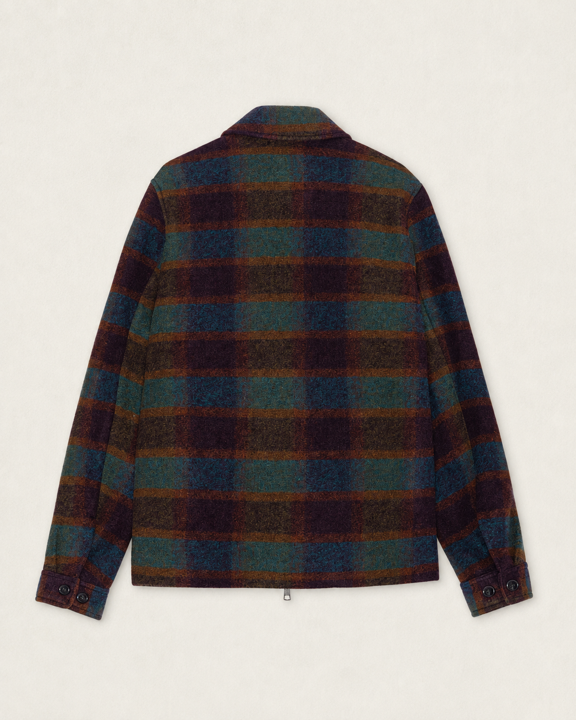 Check Wool Zipper Coach Jacket - Rosin Green