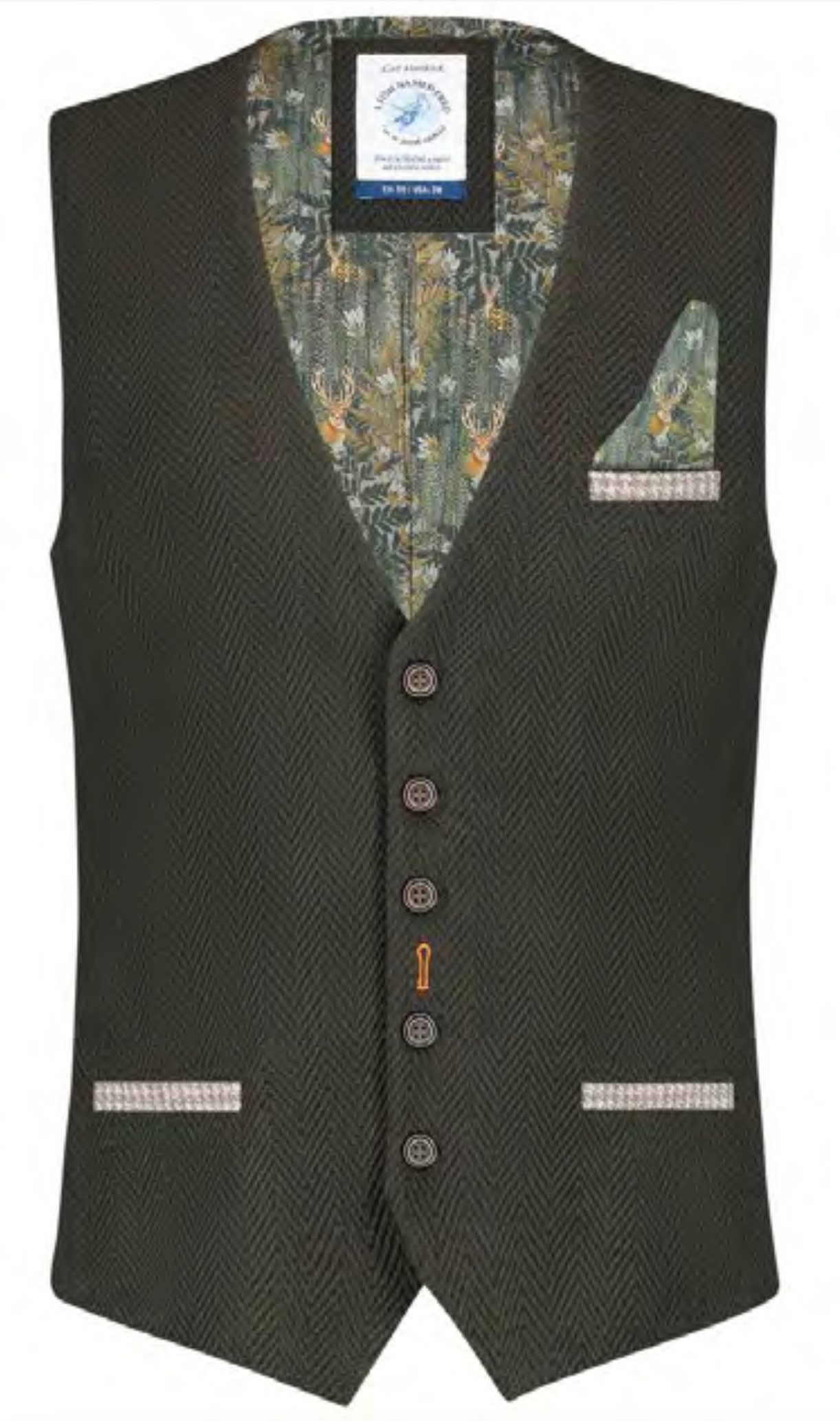 Dark Green Herringbone Waistcoat