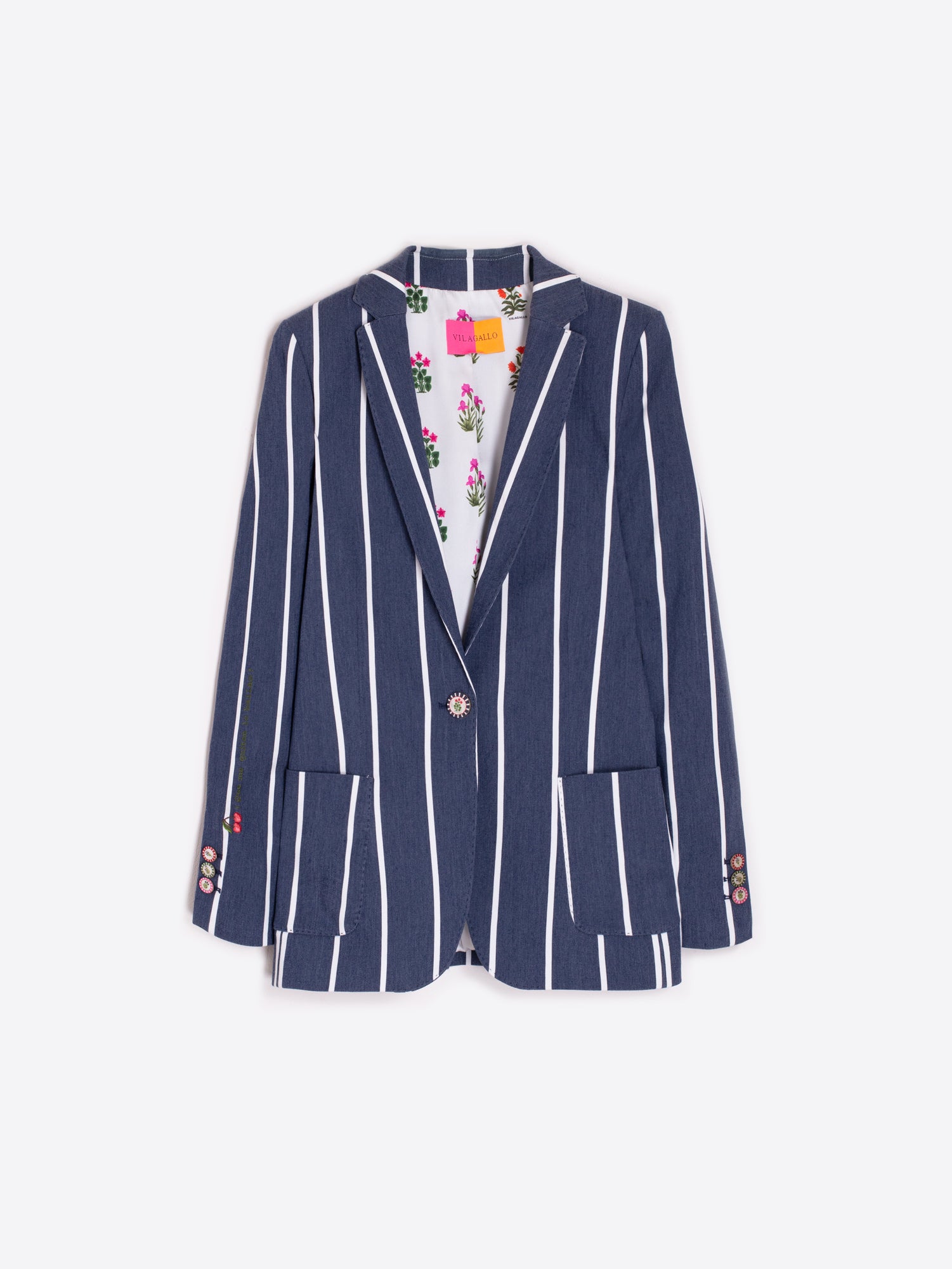 HARLOW EMB NAVY WHITE STRIPE JACKET