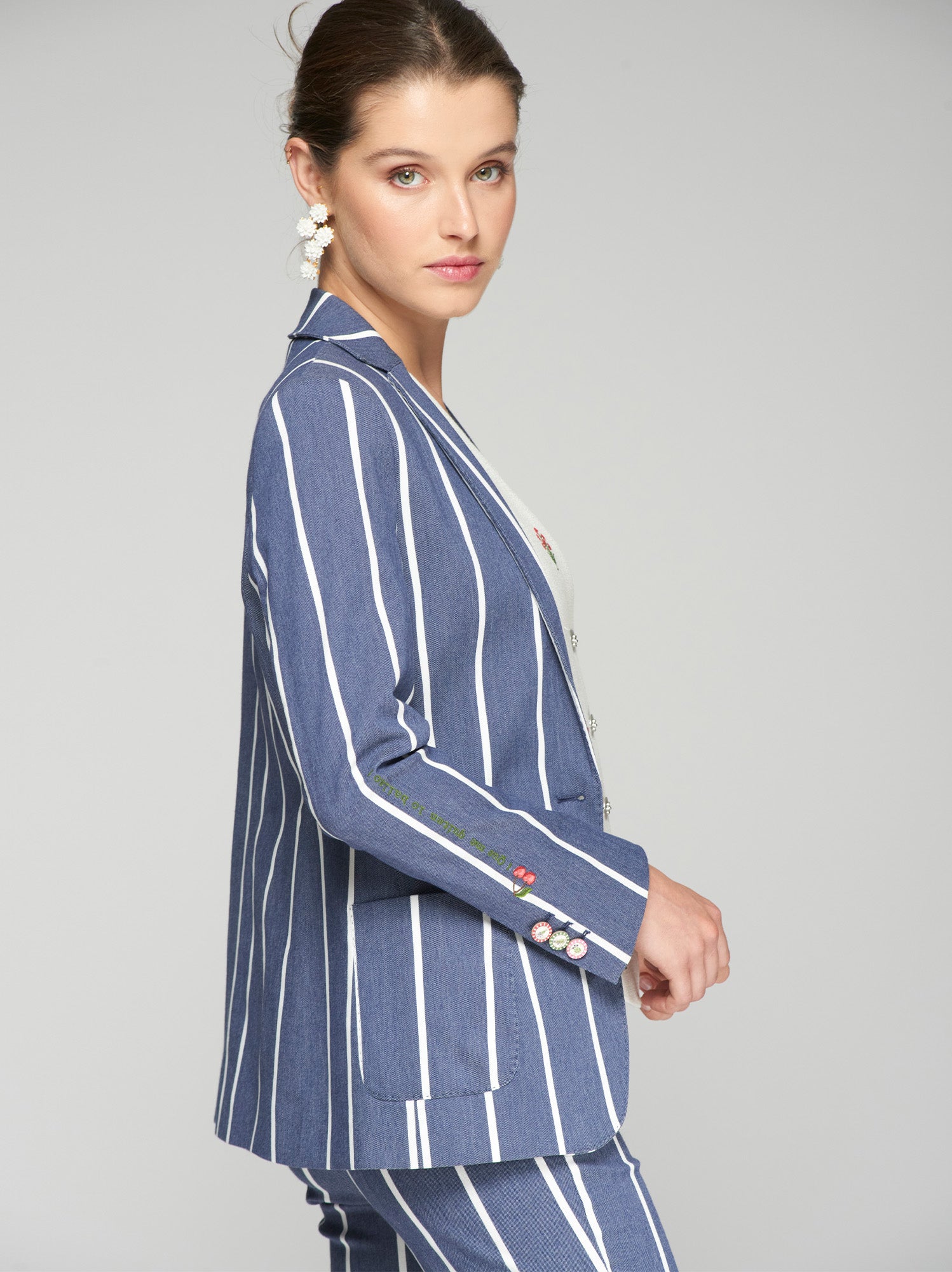 HARLOW EMB NAVY WHITE STRIPE JACKET