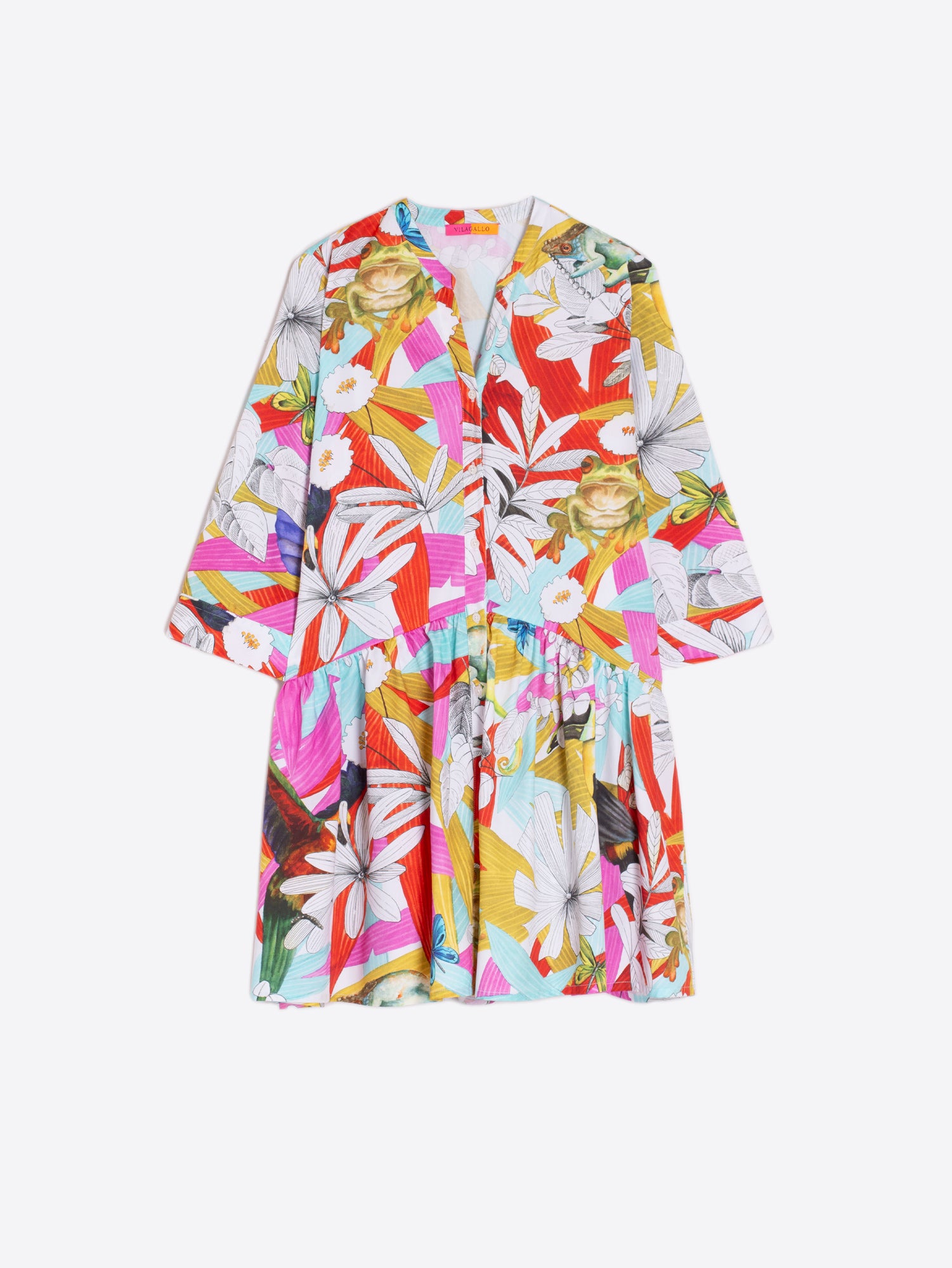 ANGELA DRESS WATERCOLOR JUNGLE PRINT