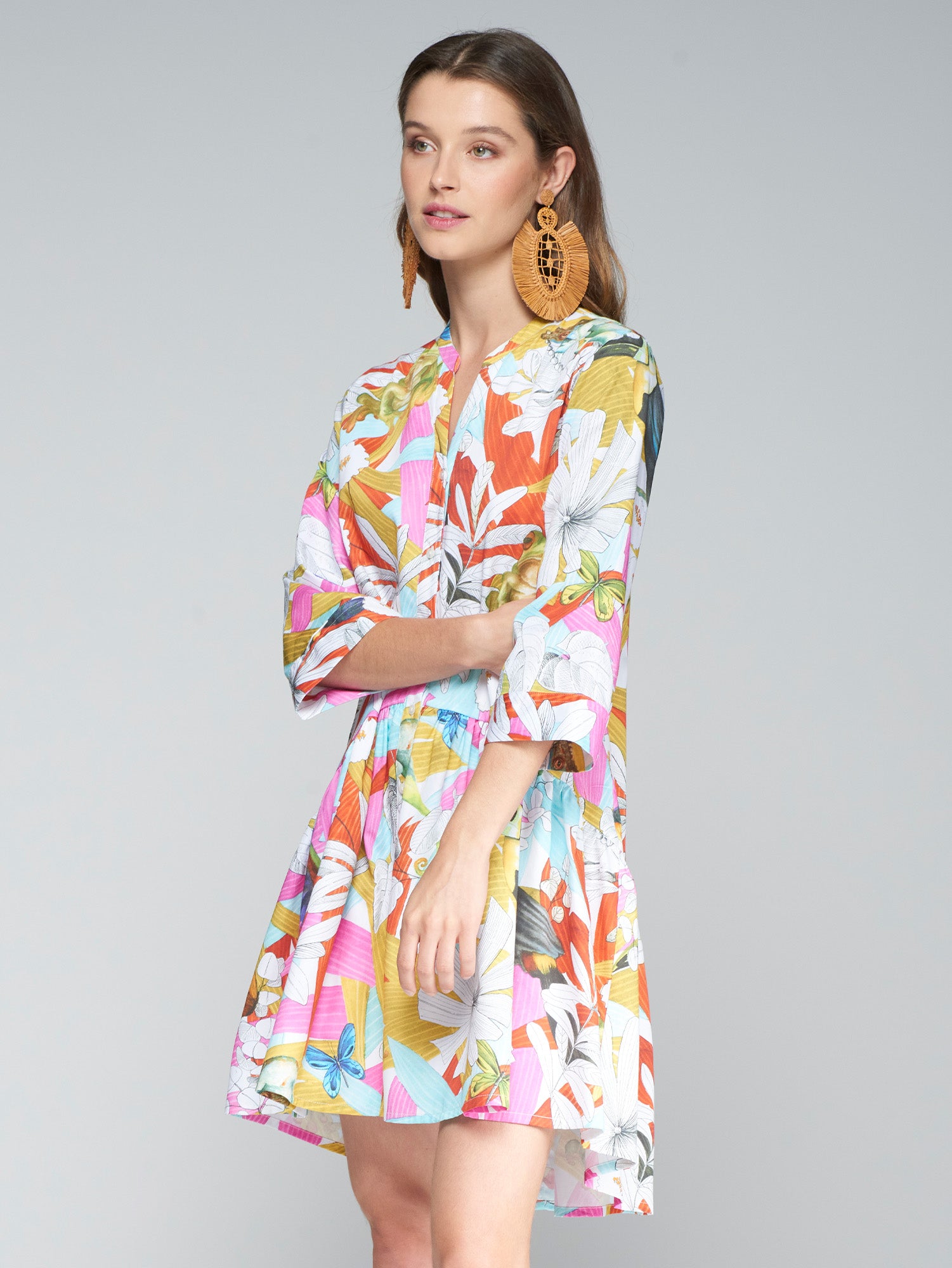 ANGELA DRESS WATERCOLOR JUNGLE PRINT