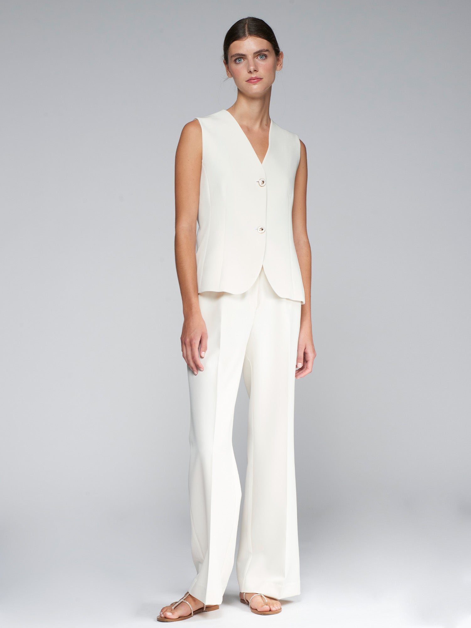ELEANOR WHITE CREPE VEST