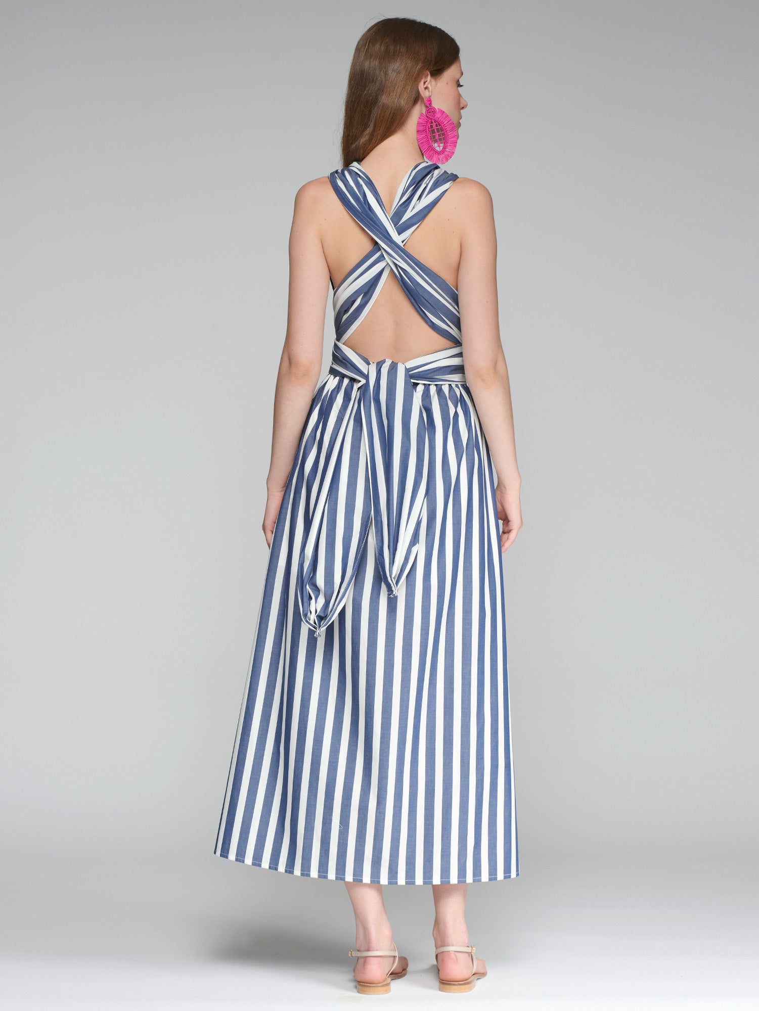CROSS BACK DRESS AZ STRIPE