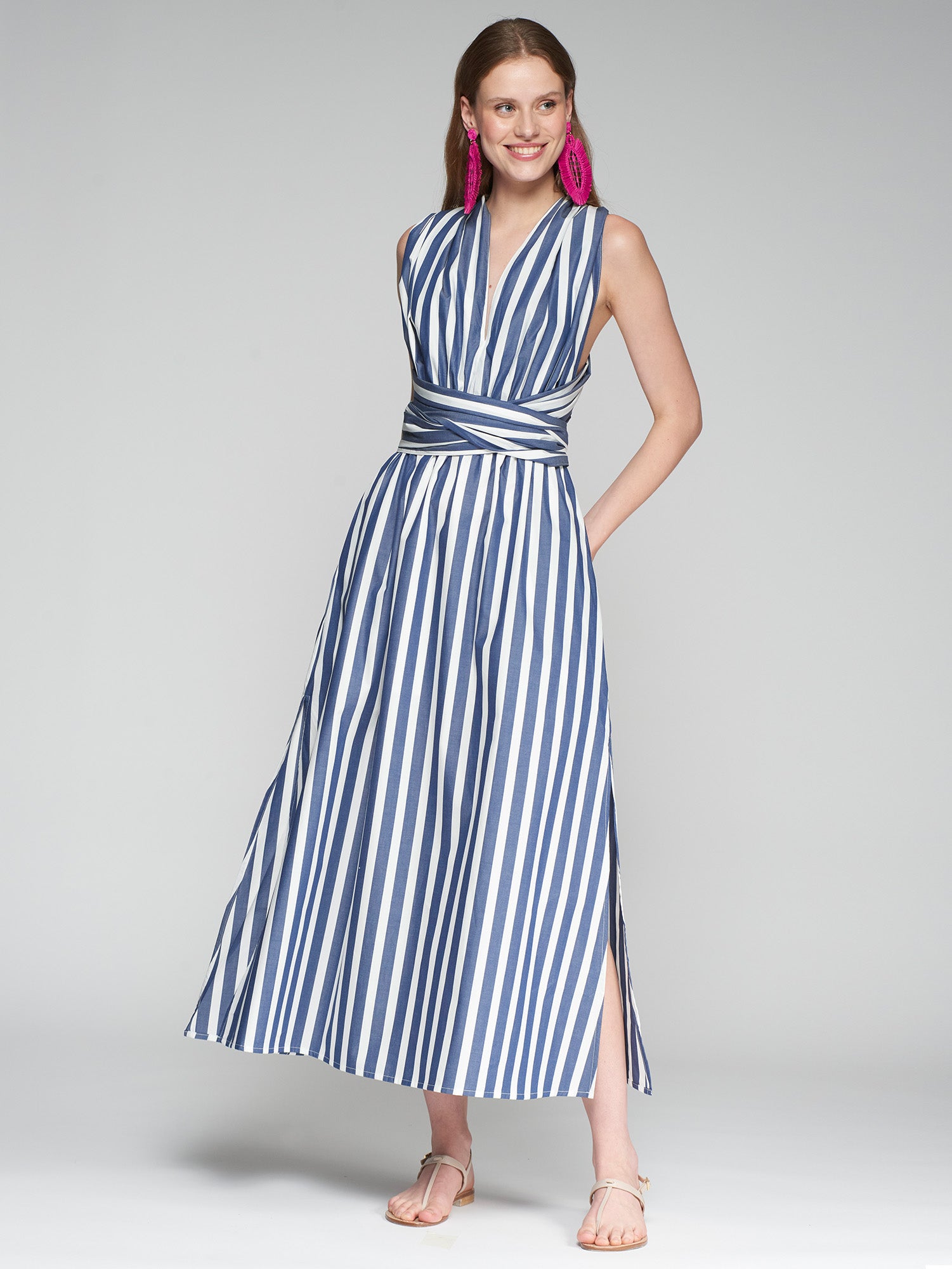 CROSS BACK DRESS AZ STRIPE