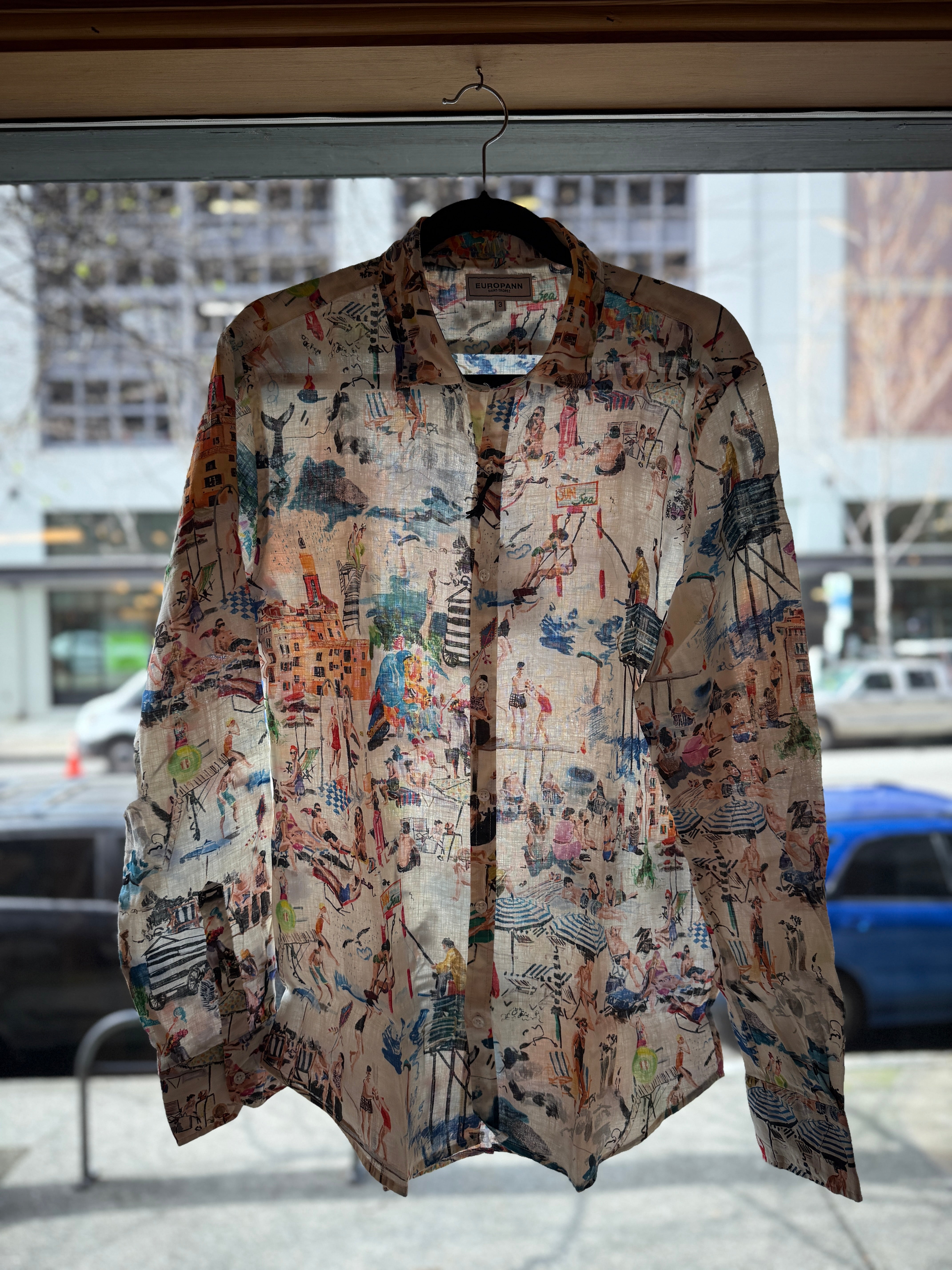 Playa - Linen shirt with ocean beach print