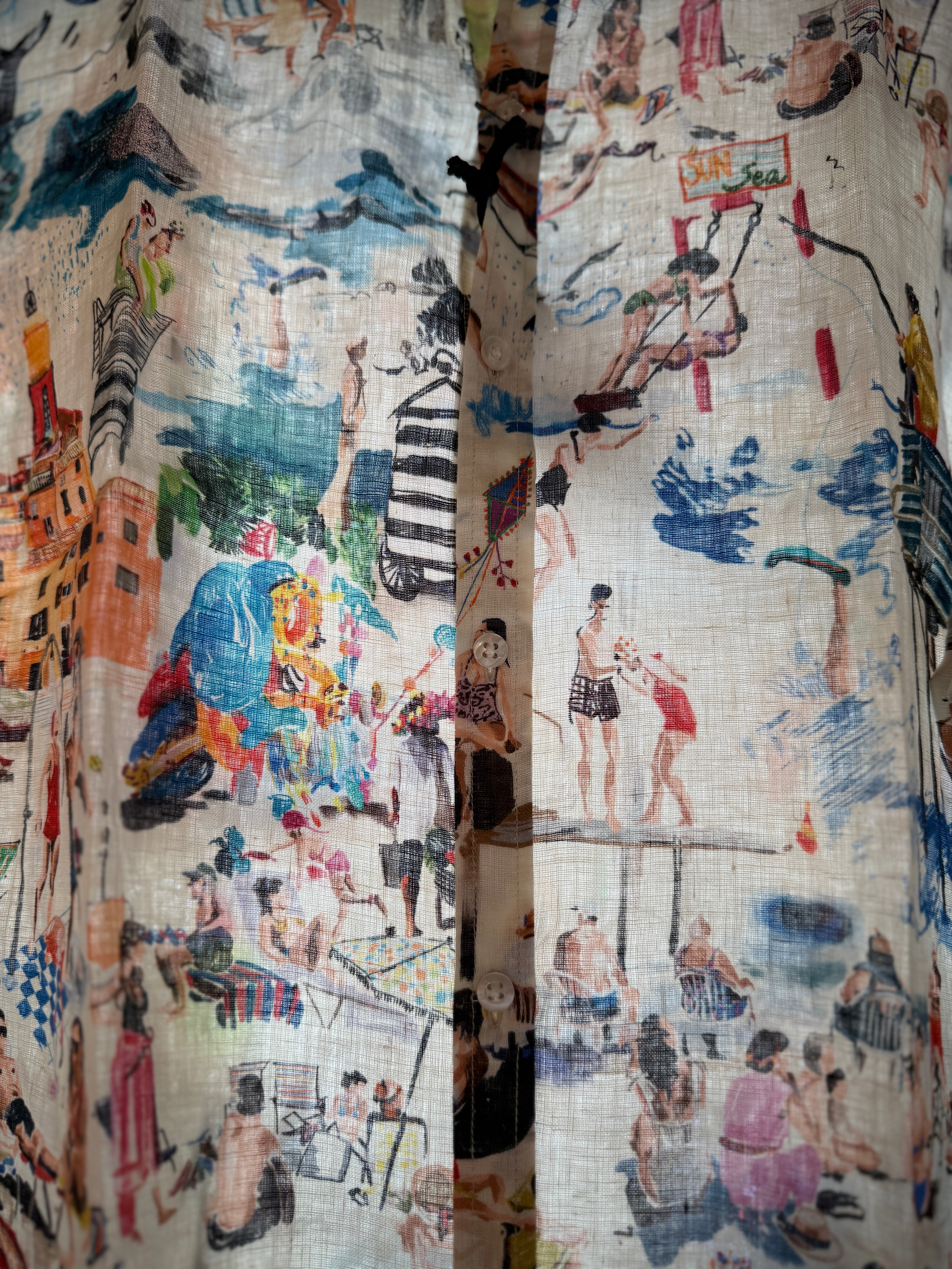 Playa - Linen shirt with ocean beach print