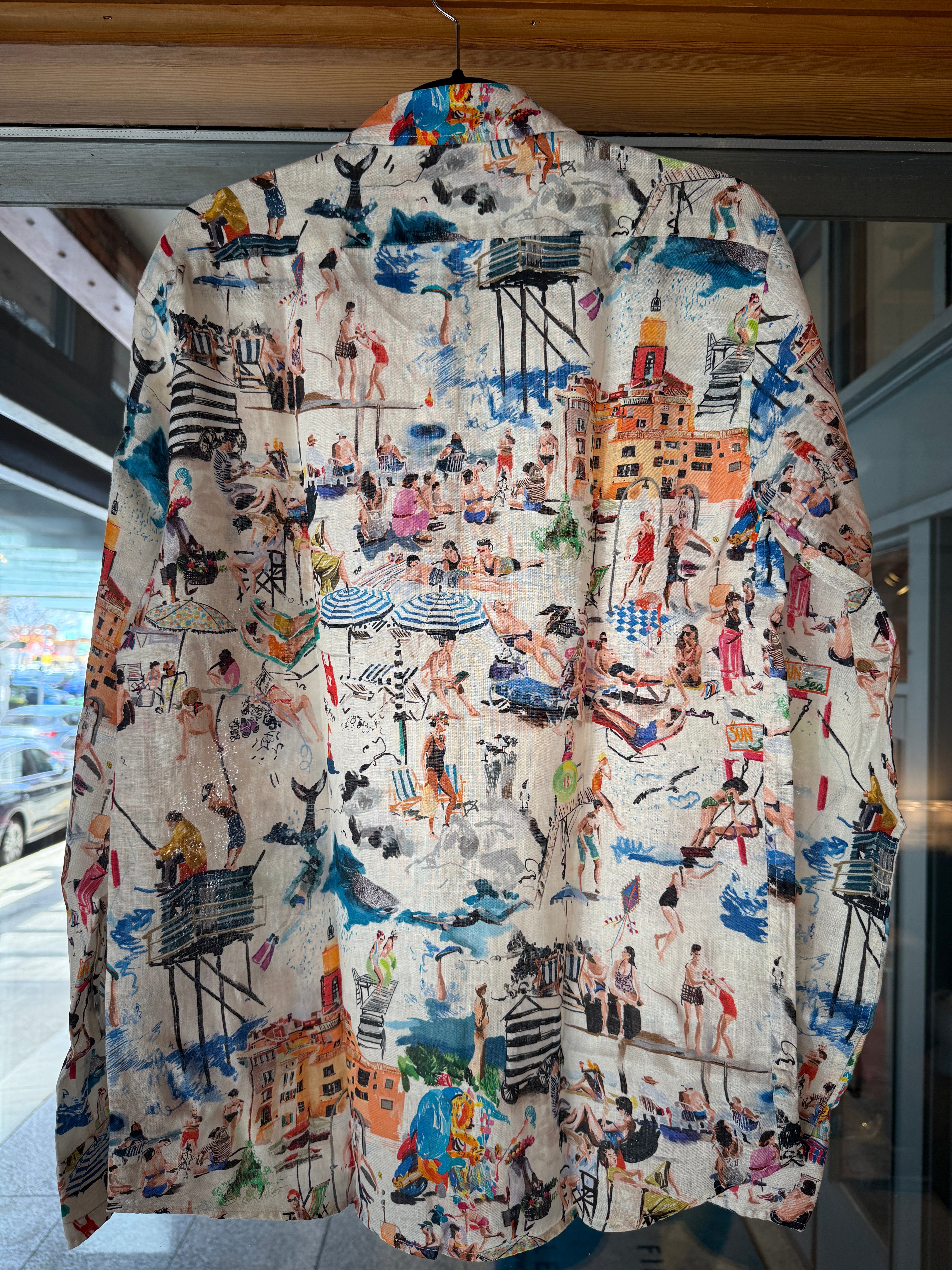 Playa - Linen shirt with ocean beach print