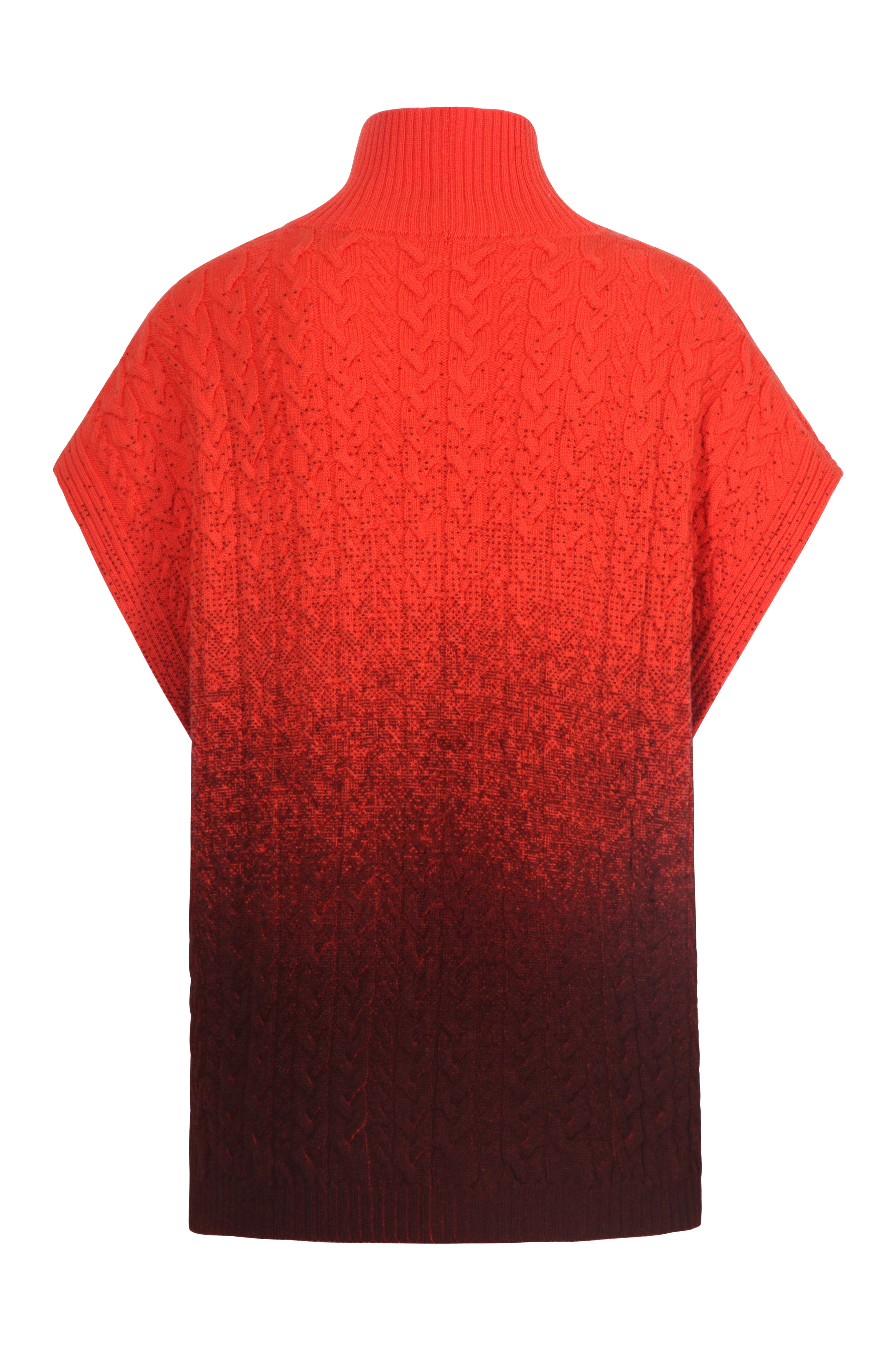 Red Rollneck Printed Sleeveless Pullover, Murmuration Pattern