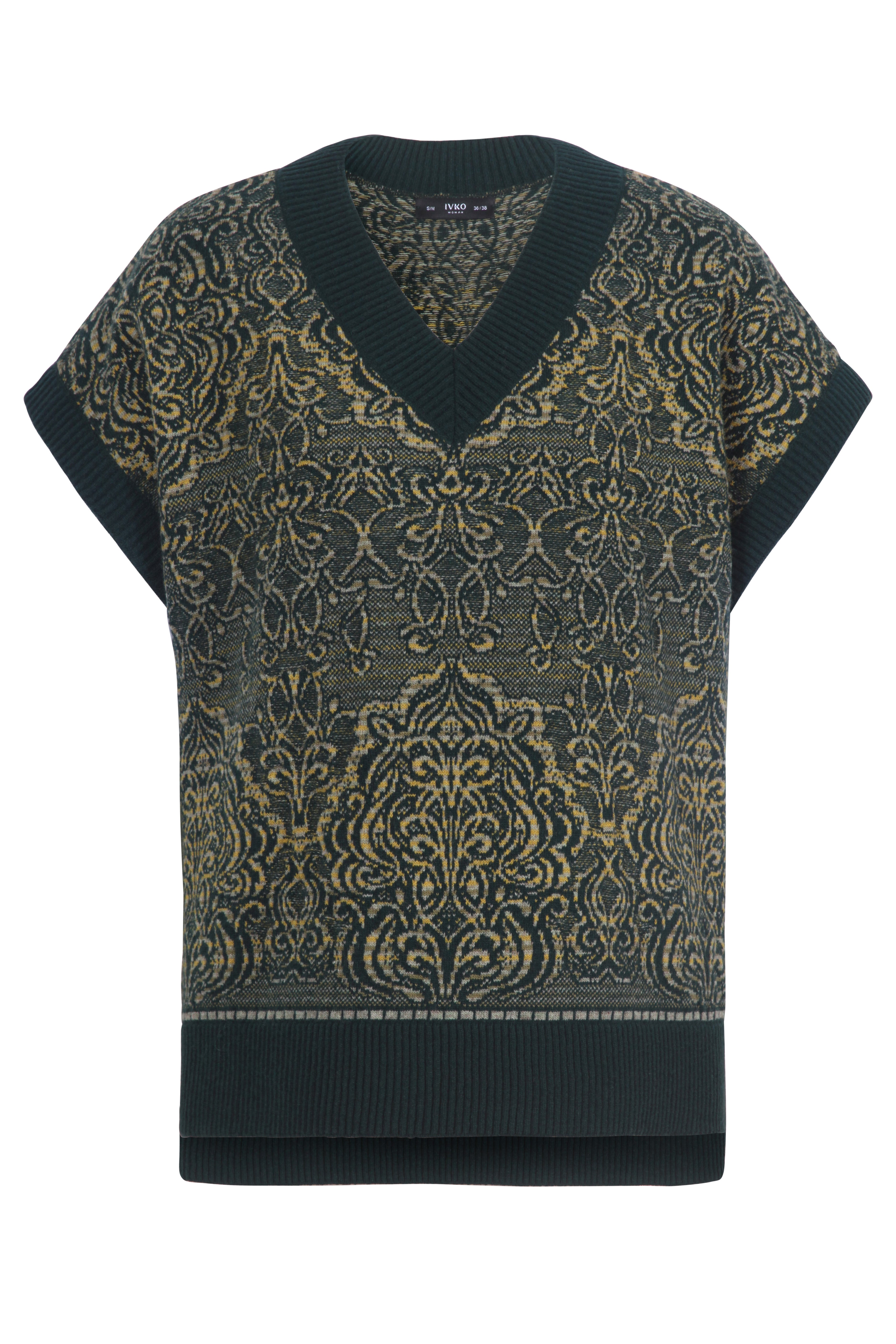 V-Neck Sleeveless Pullover, Ornament Pattern