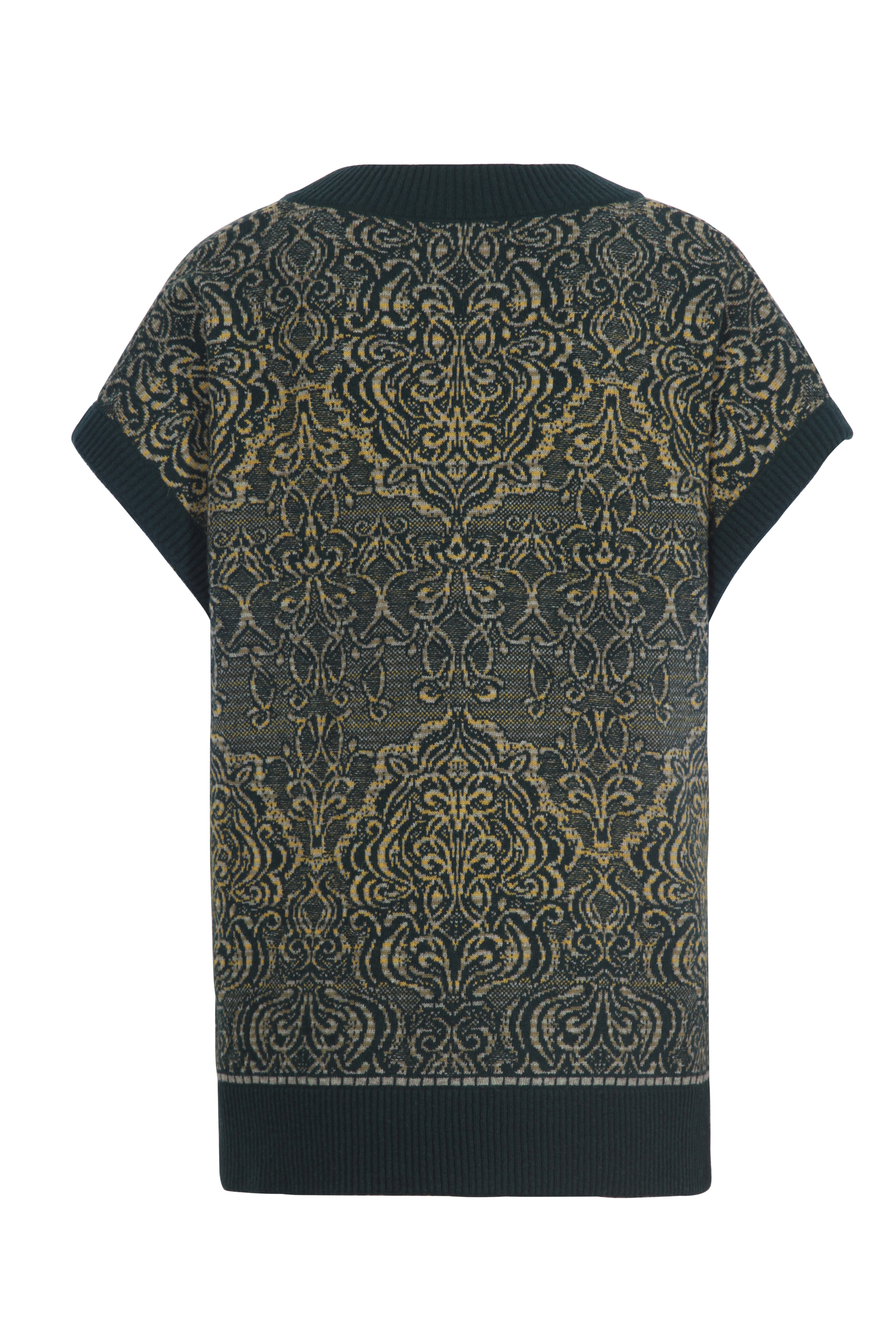V-Neck Sleeveless Pullover, Ornament Pattern