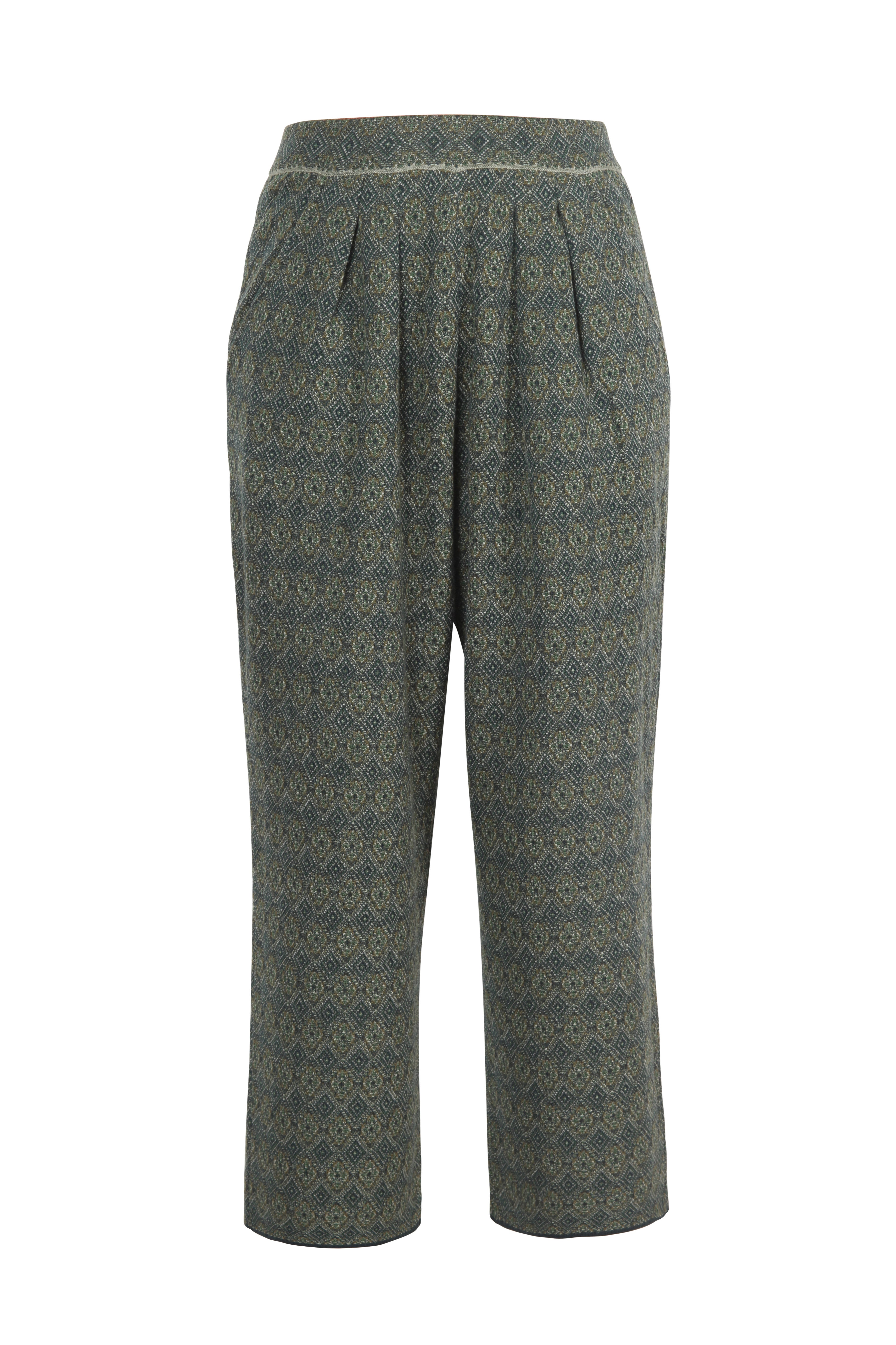 Jaquard Pants, Green Re-Dandy Pattern