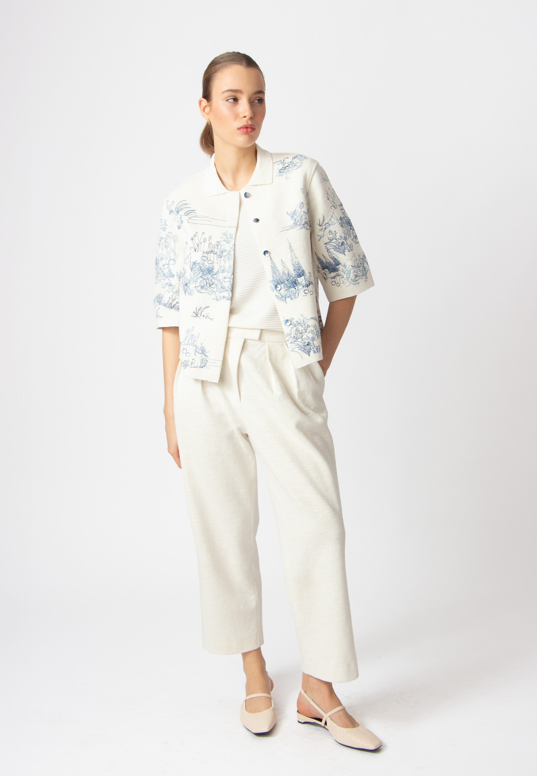 Jacket with Embroidery, Garden Nostalgic Pattern