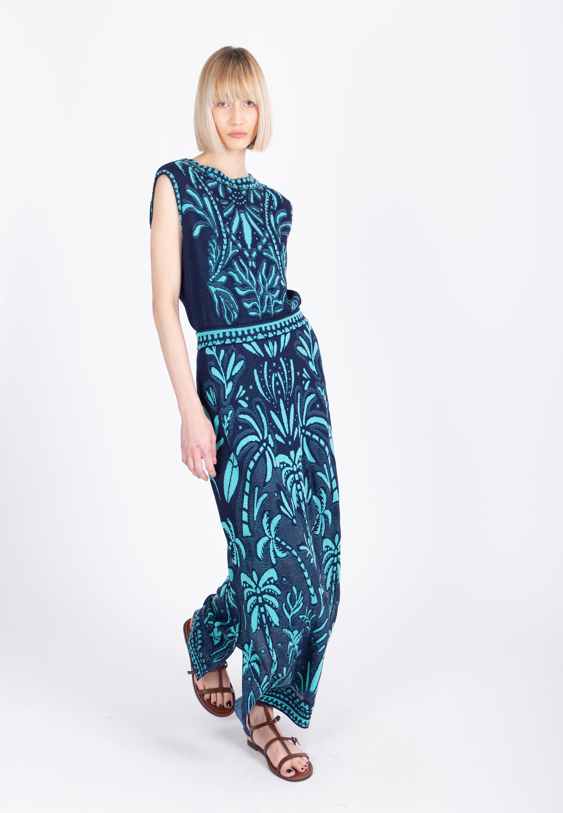 Jacquard Dress, Urban Botanic Pattern