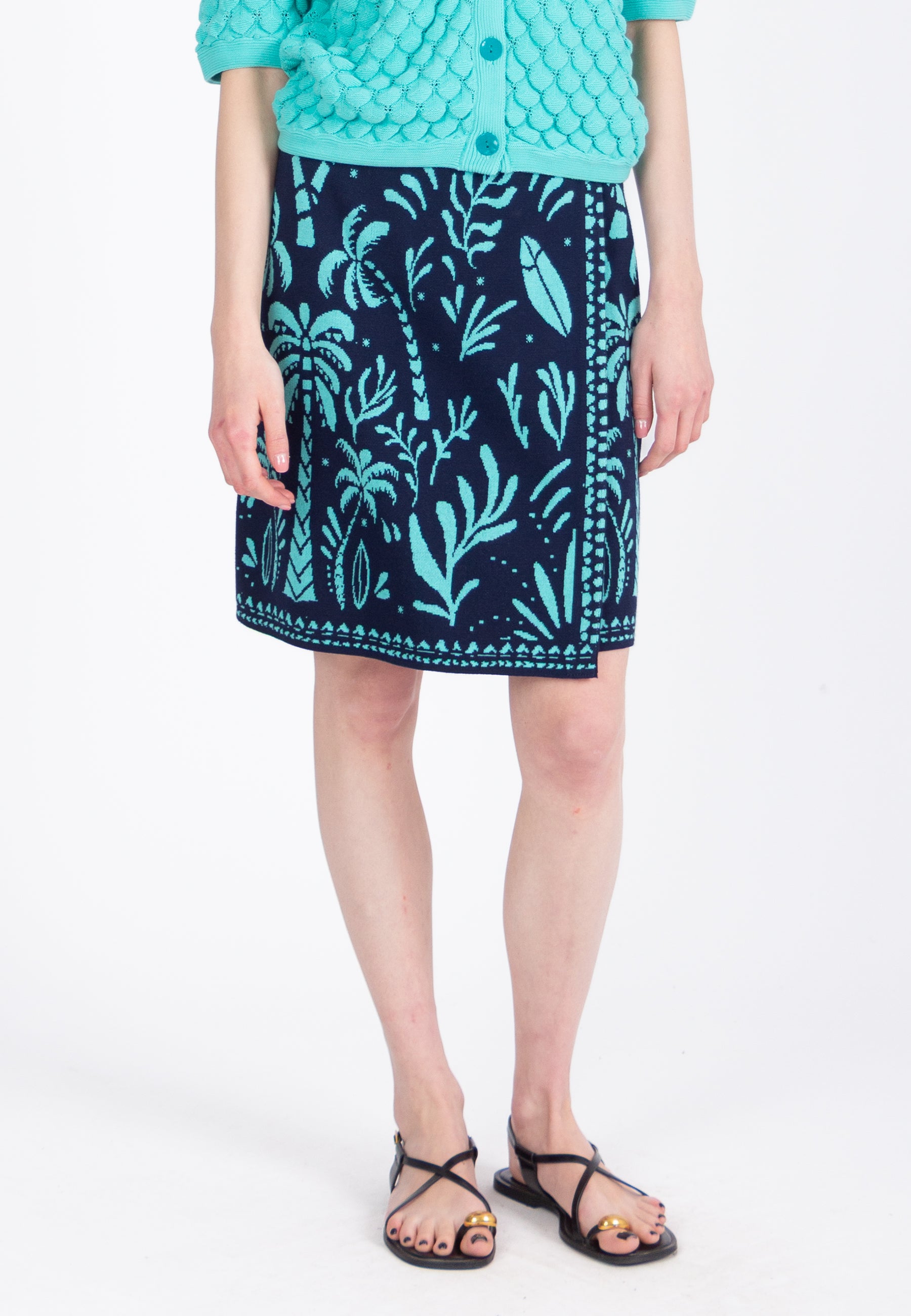 Jacquard Wrap Skirt, Urban Botanic Pattern