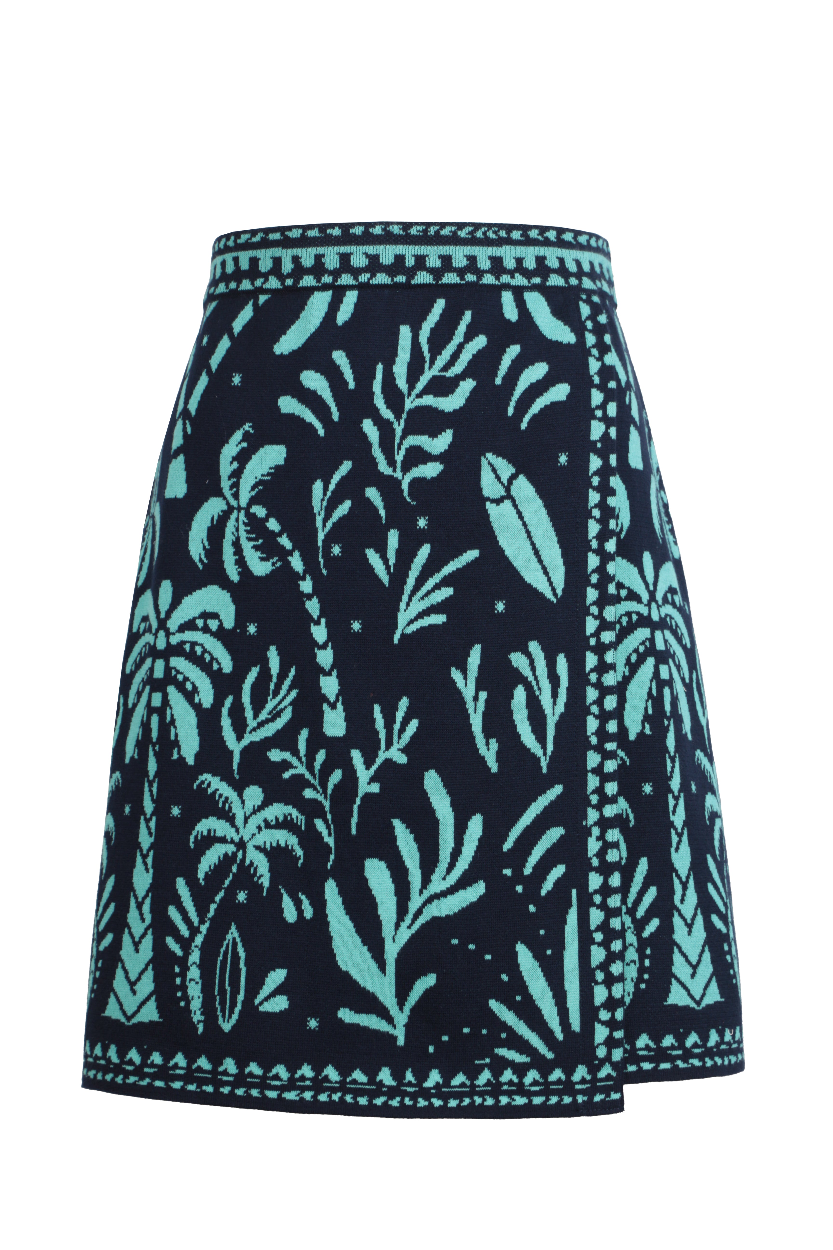Jacquard Wrap Skirt, Urban Botanic Pattern