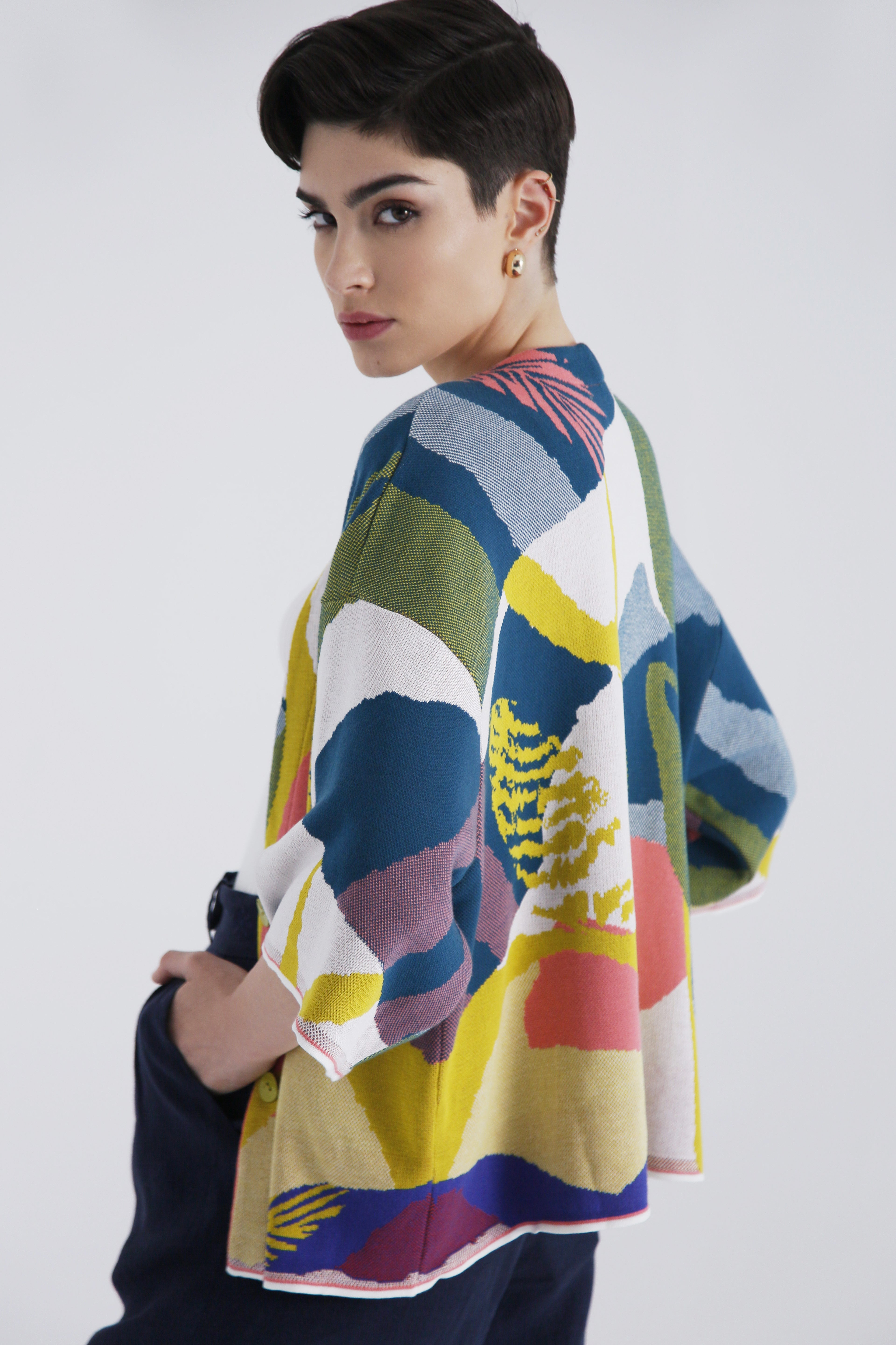 Knitted Cardigan, Maximalist Tropics Pattern