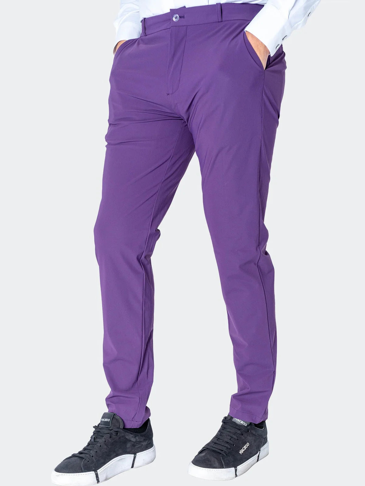 purple dress pants for men Iroinnid Casual Semi-formal Straight Leg Dress Pants Button Suit Loose Fit Full Length Pants,Purple, Men's, Size: Large bold enough for stage lights Purple Slim Fit Straight Dress