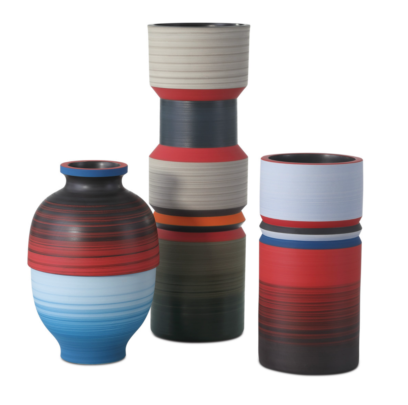 Happy 80's Black, Blue, Red & Orange Vase Set of 3