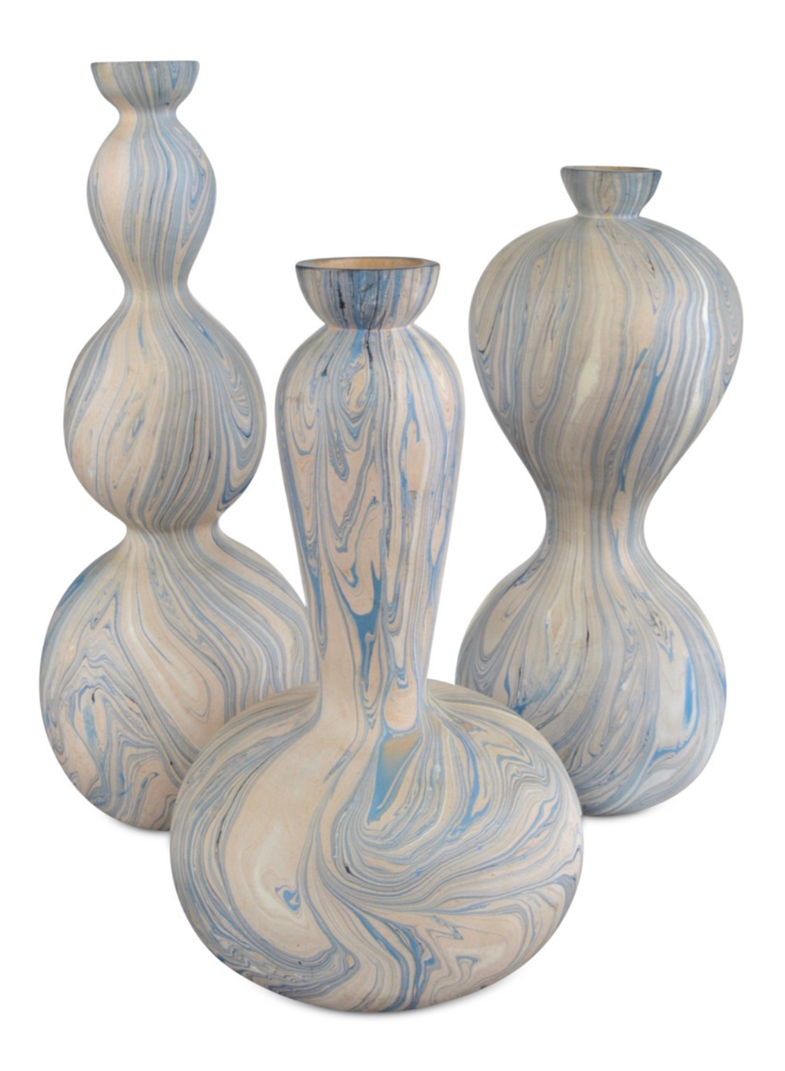Calm Sea Marbleized Vase Set of 3
