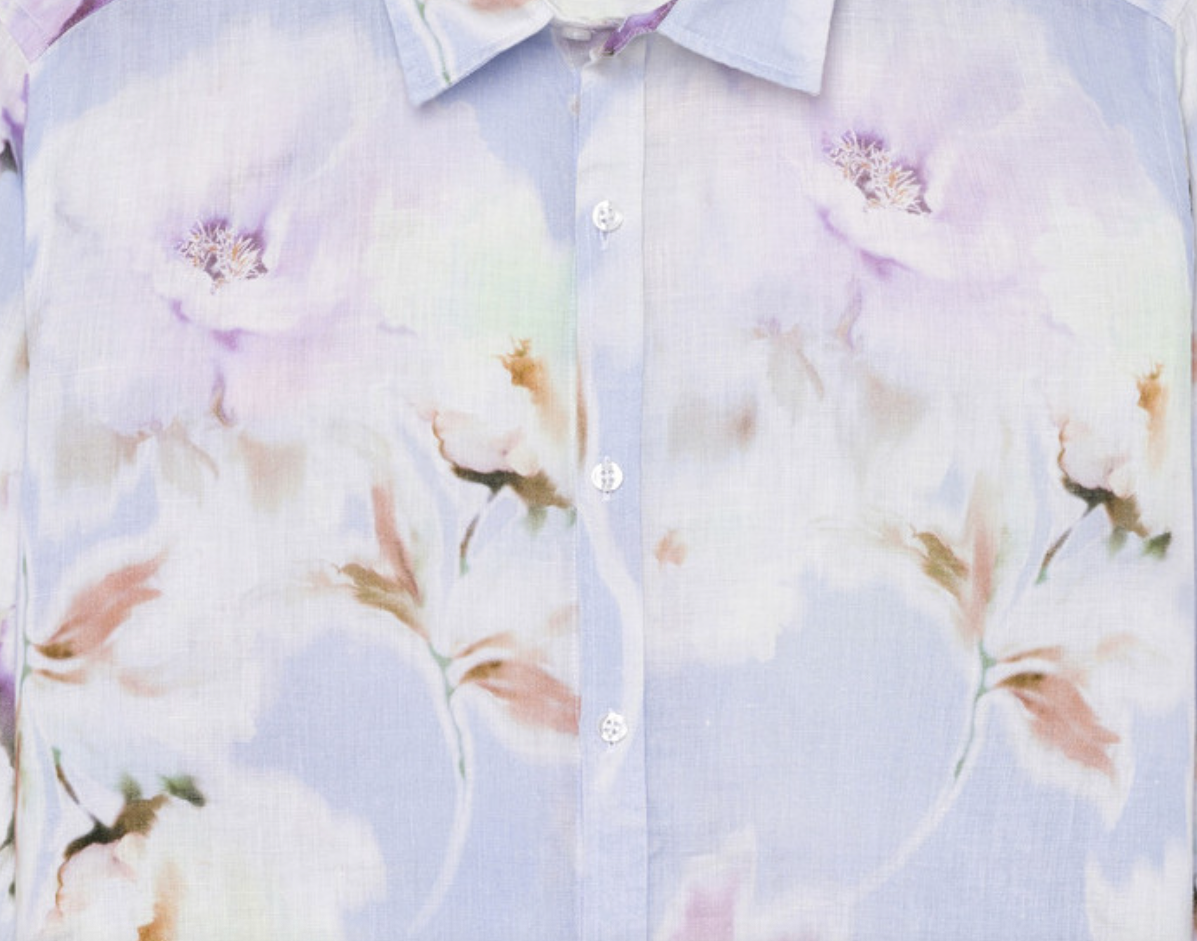 MALTA - Linen shirt with mauve flower print