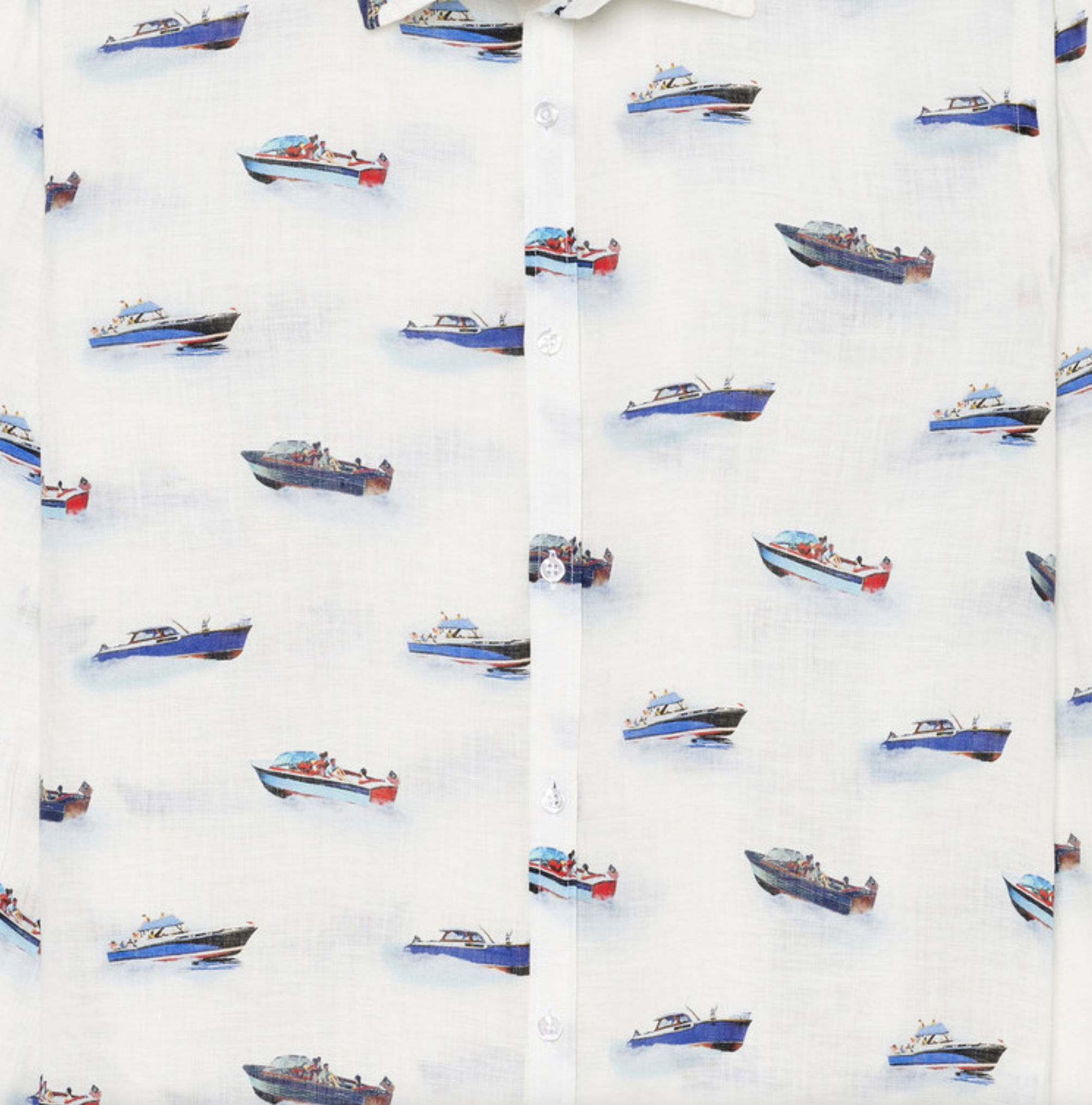 KEY - Linen shirt with ocean boats print
