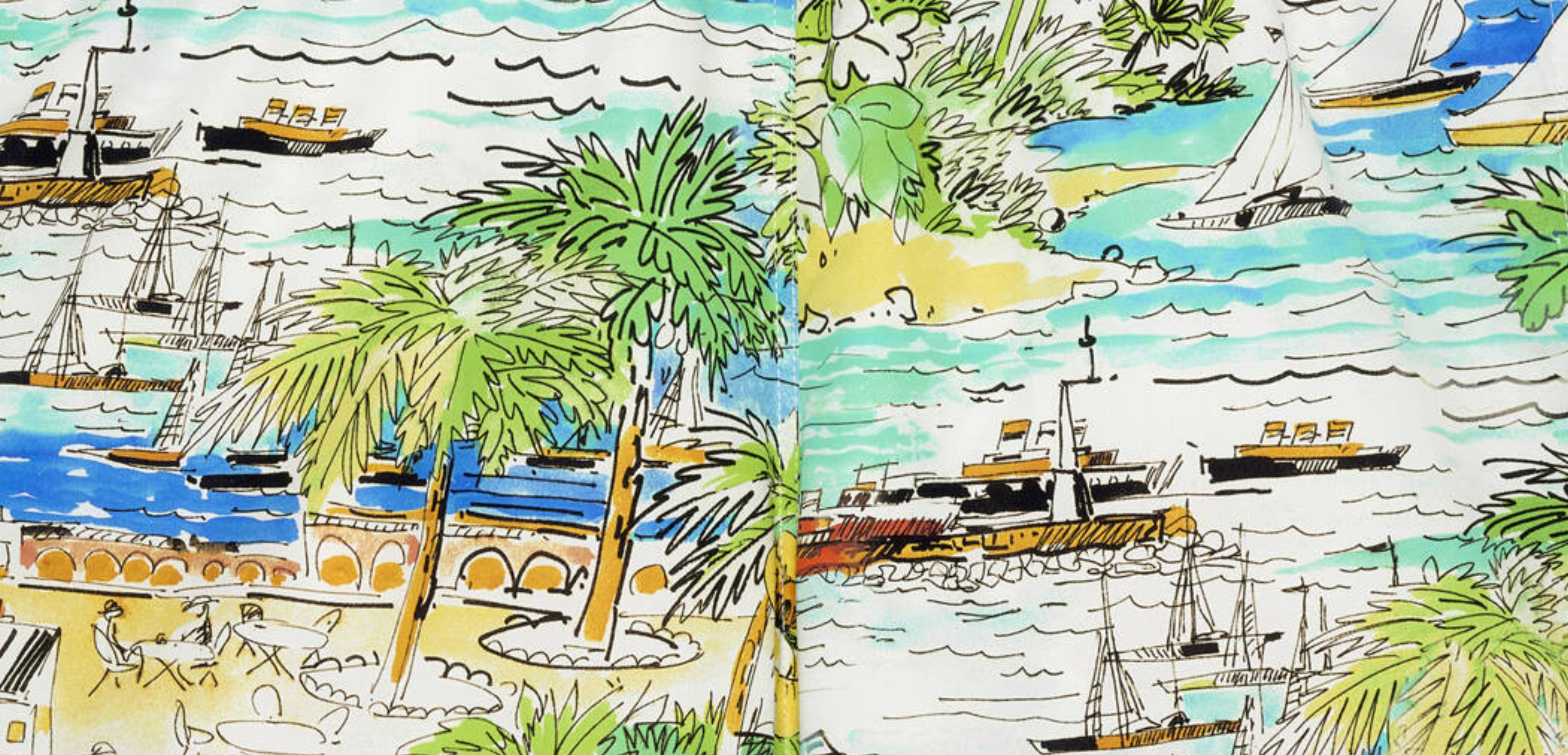 Porto - Linen shirt with Green tropical landscape print