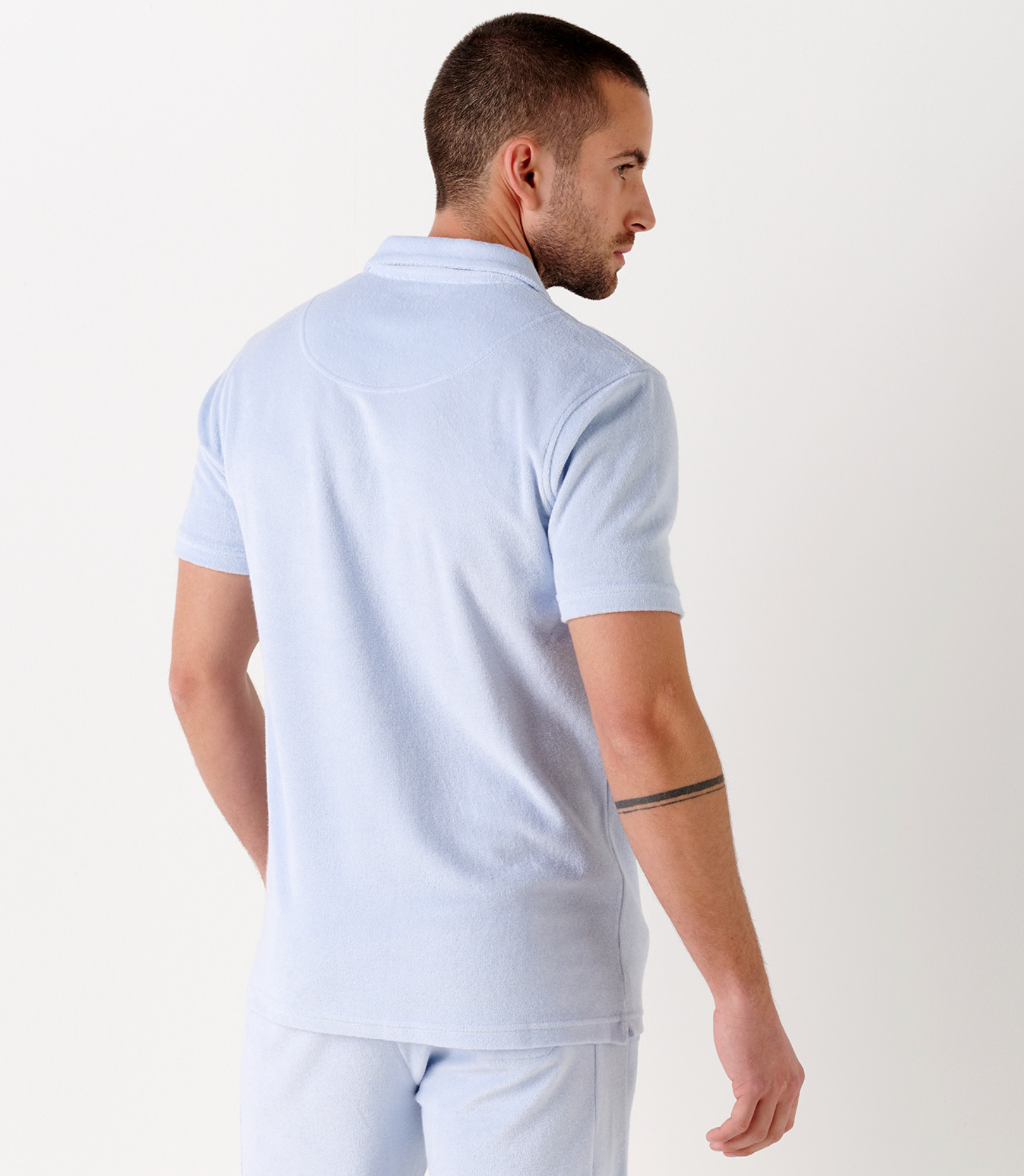 MITCH - Towelling sky blue polo shirt