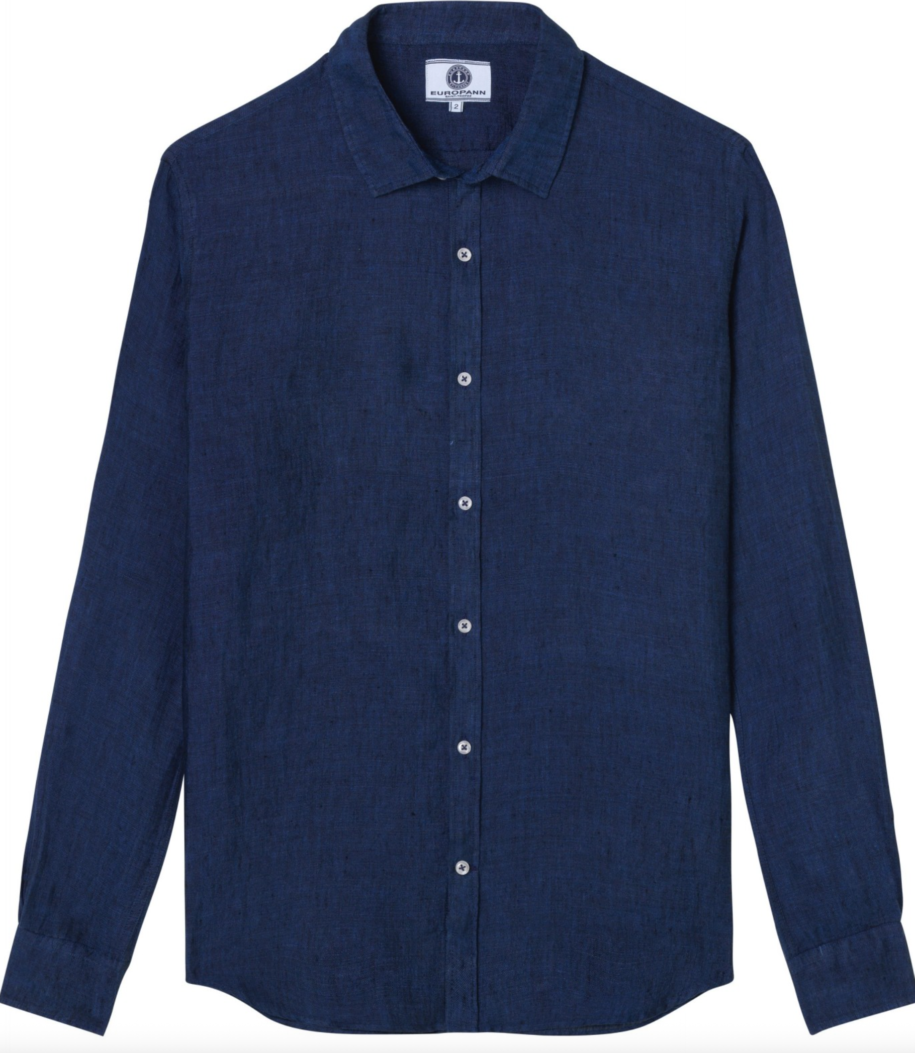 JONAS - Plain linen shirt ROI blue