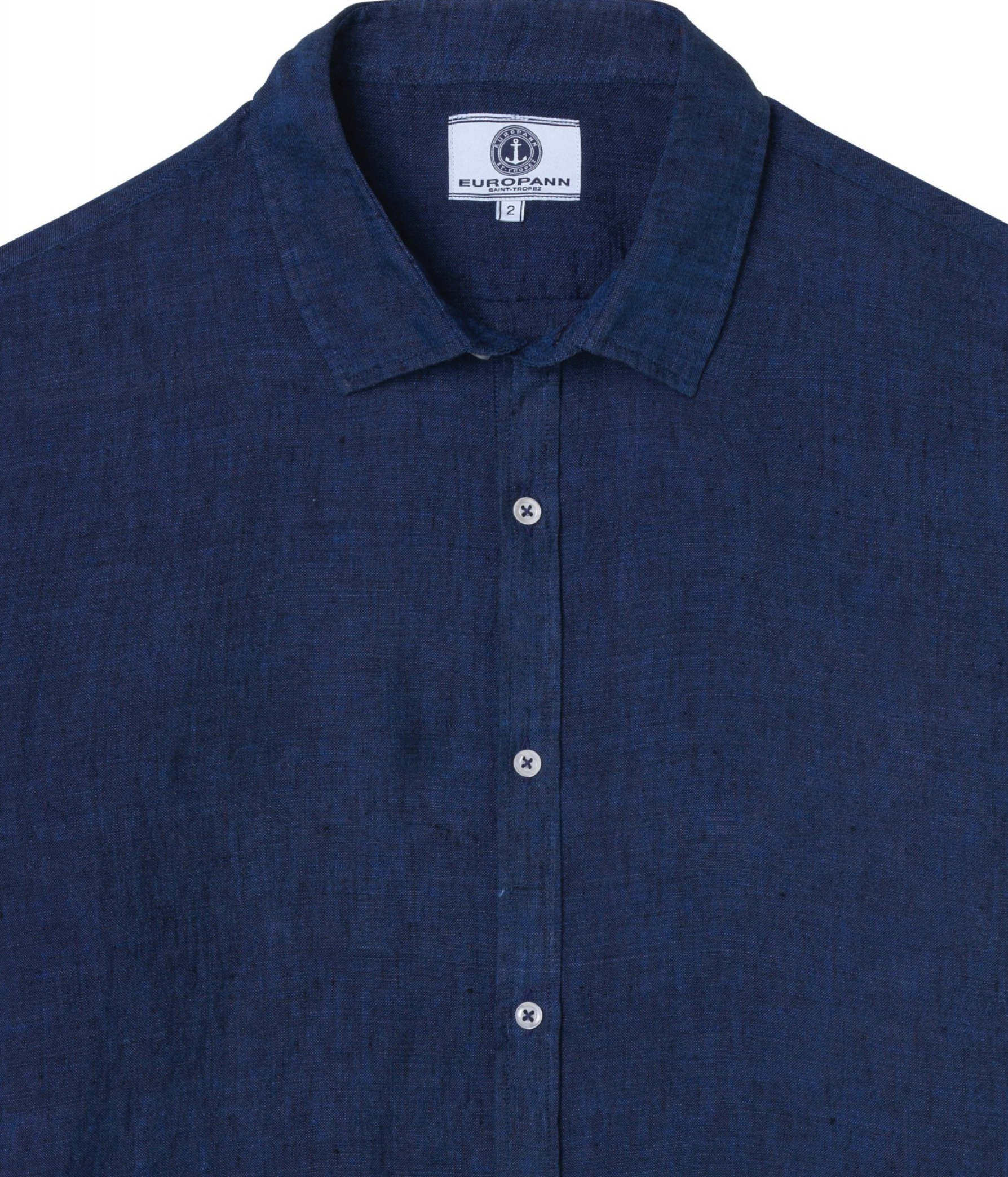 JONAS - Plain linen shirt ROI blue