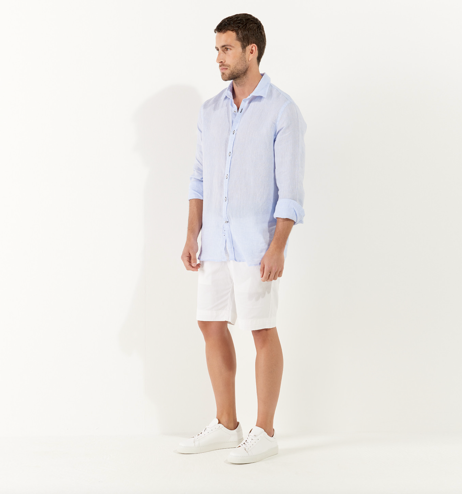 JONAS - Plain linen shirt Ciel blue
