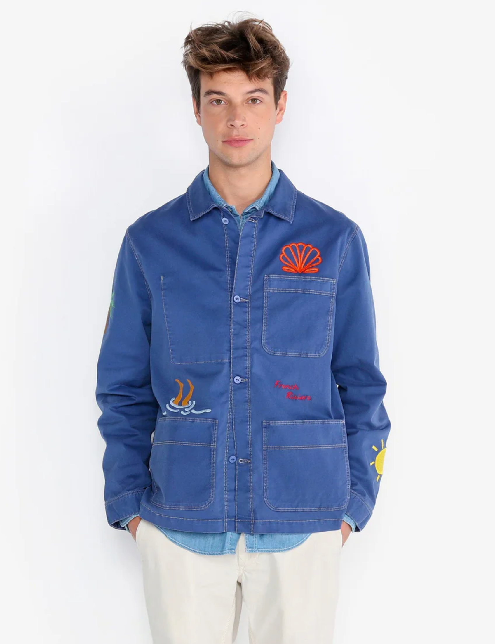 Wendel worker jacket embroidered in nation blue