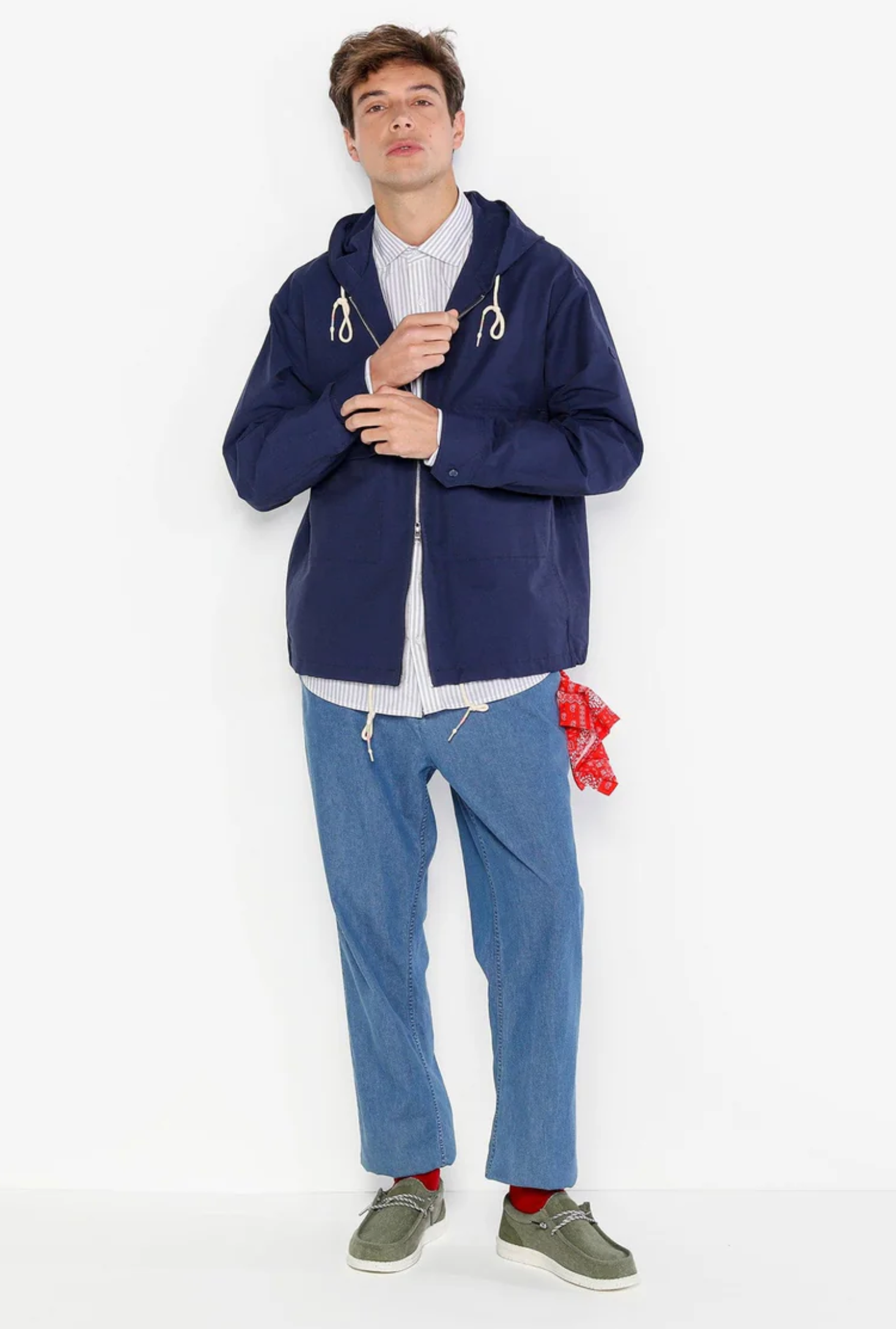 738 chambray tapered chinos with elasticated waistband and denim blue Regular price